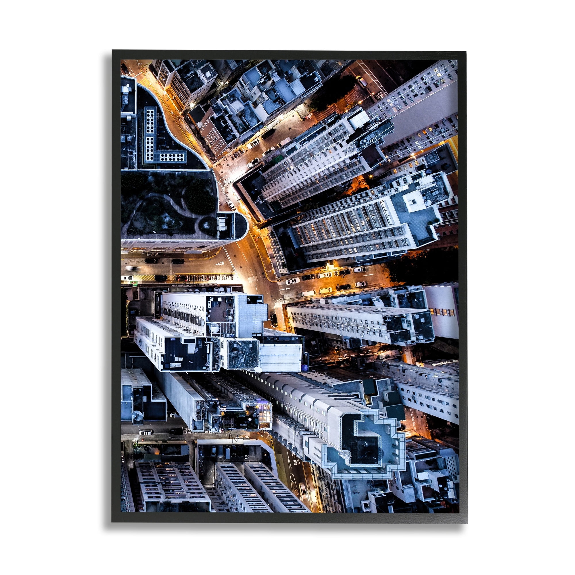 Stupell Industries Urban City Streets Aerial Building Architecture Black Framed by PhotoINC Studio