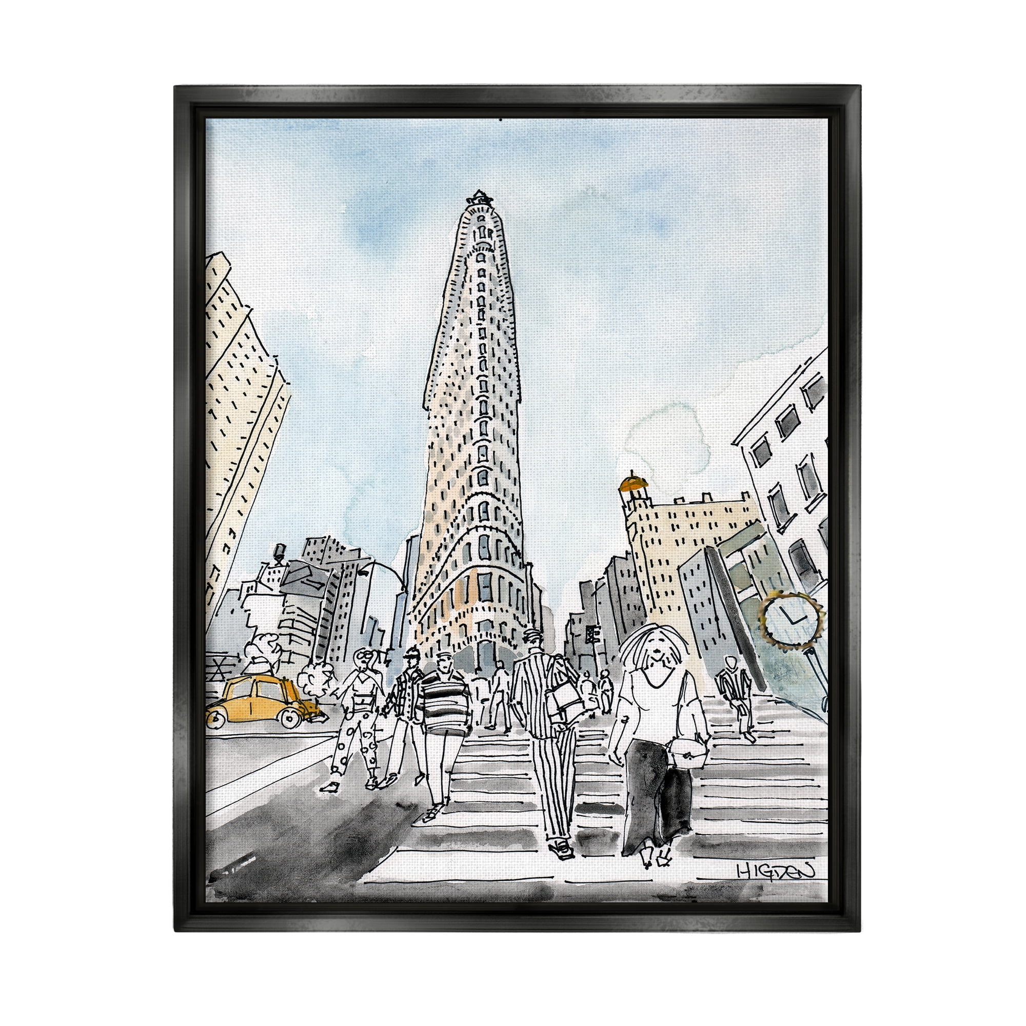 Stupell Industries Urban City Streets Crosswalk Town & City Painting Black Floater Framed Art Print Wall Art