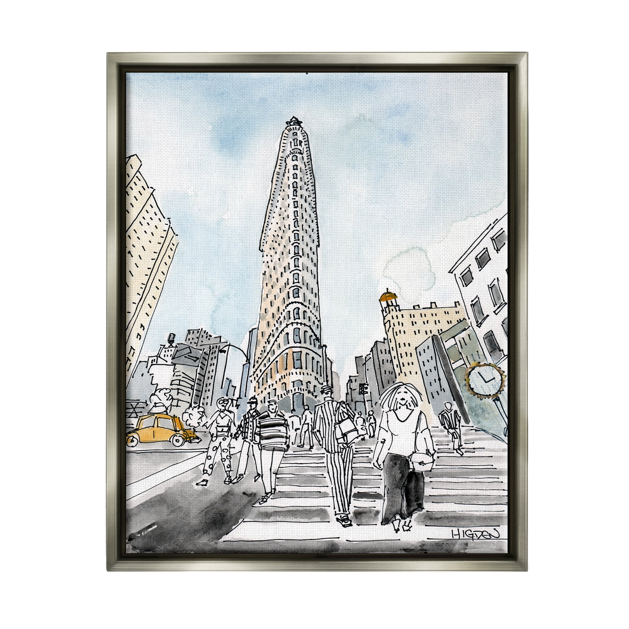 Stupell Industries Urban City Streets Crosswalk Town & City Painting Gray Floater Framed Art Print Wall Art