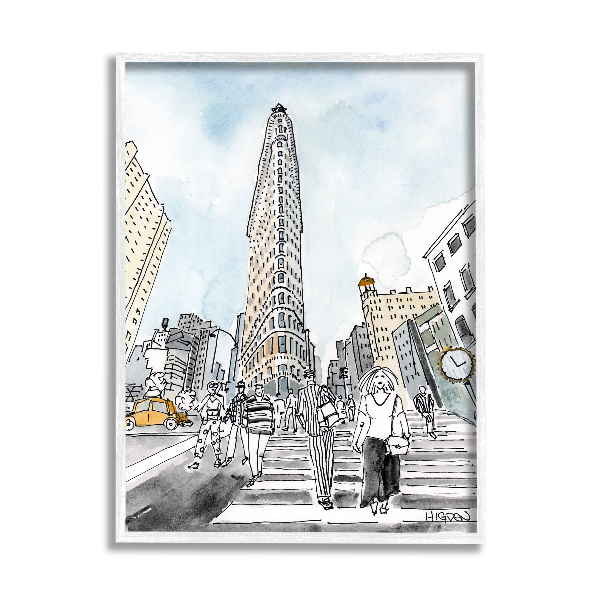 Stupell Industries Urban City Streets Crosswalk Town & City Painting White Framed Art Print Wall Art