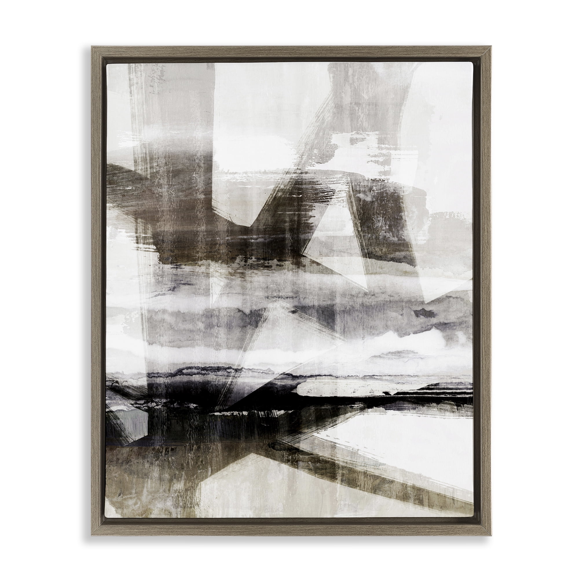 Stupell Industries Urban Complex Abstract Abstract Painting Brown Floater Framed Canvas Art Print Wall Art, 25 x 31