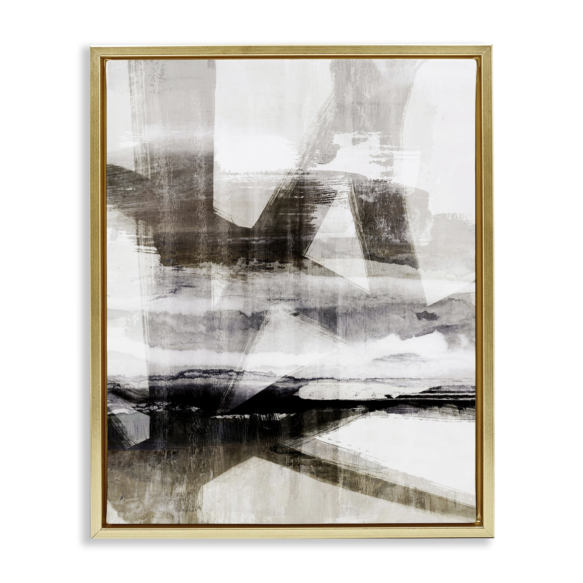 Stupell Industries Urban Complex Abstract Abstract Painting Gold Floater Framed Canvas Art Print Wall Art, 25 x 31