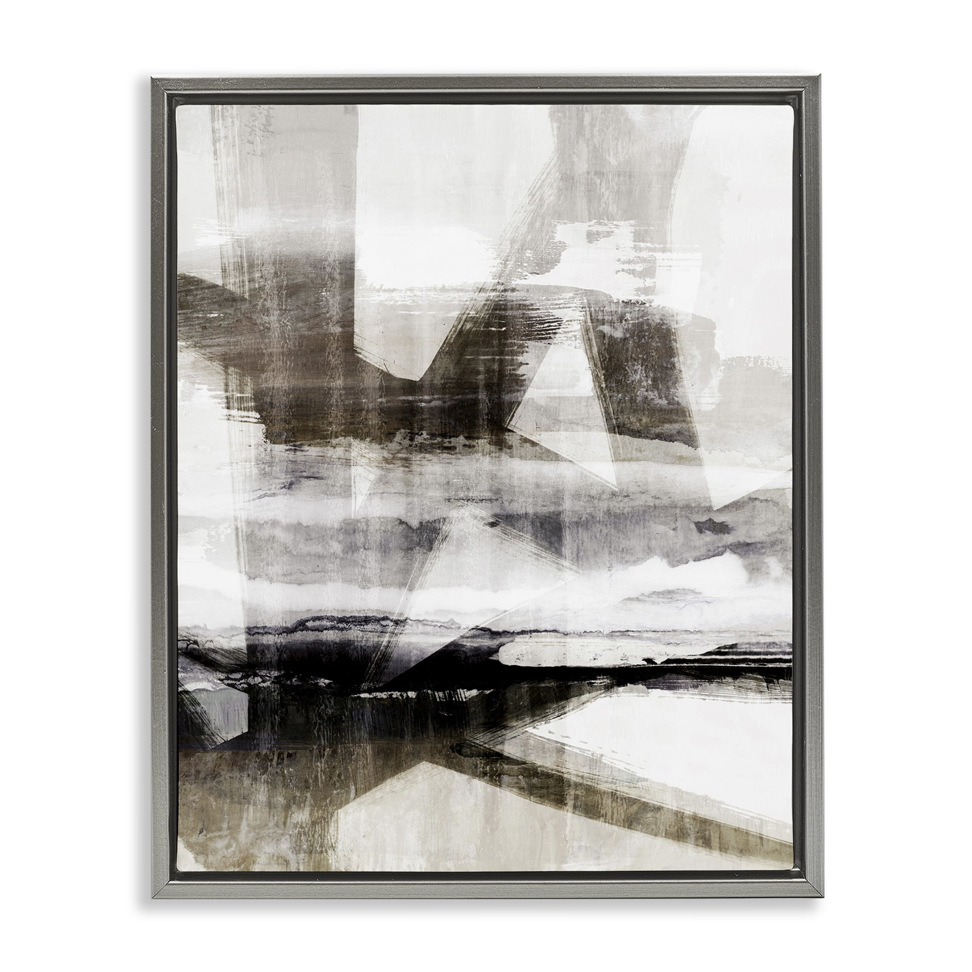 Stupell Industries Urban Complex Abstract Abstract Painting Gray Floater Framed Canvas Art Print Wall Art, 25 x 31