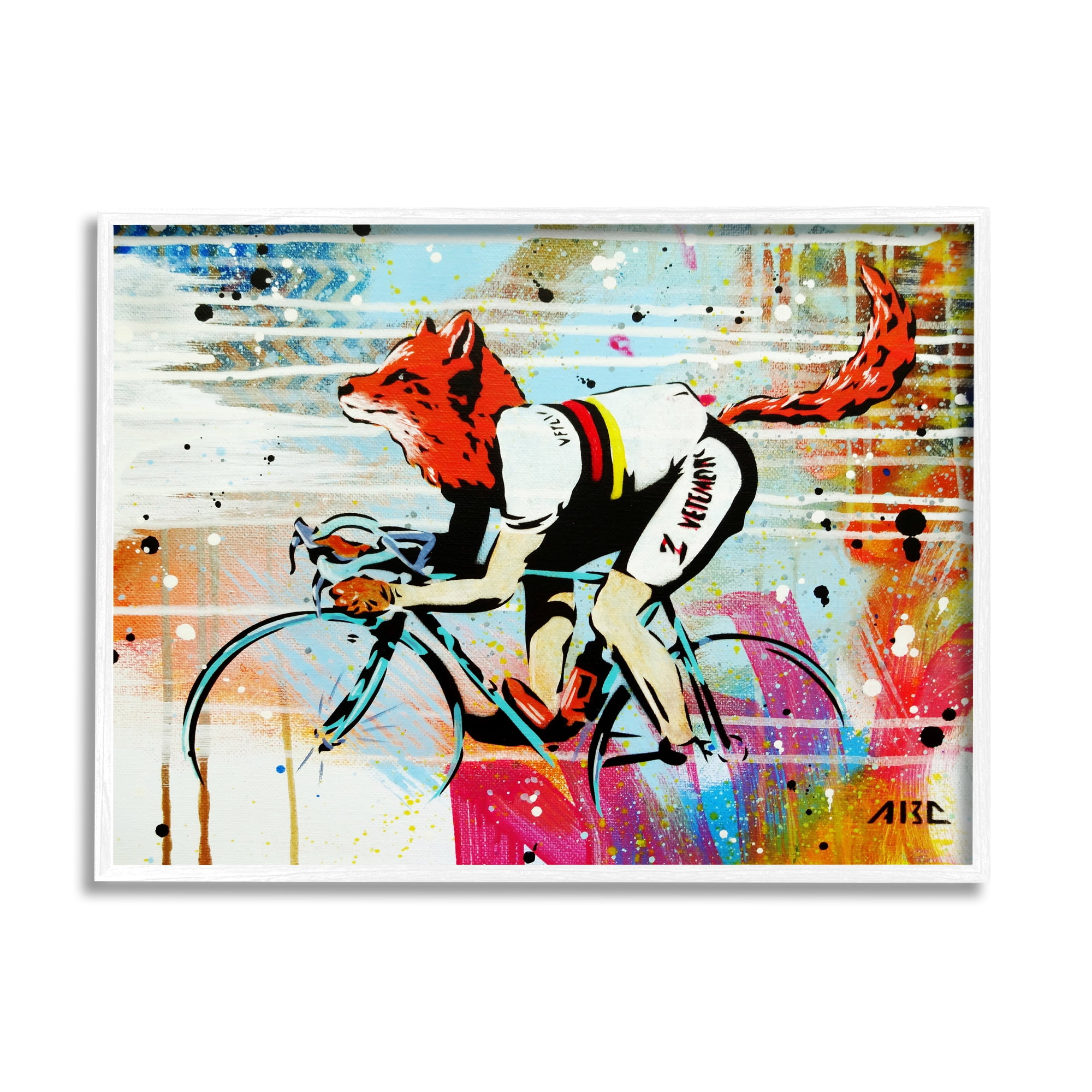 Stupell Industries Urban Cyclist Fox Street Style Speckled Painting Framed Wall Art, 14 x 11, Design by AbcArtAttack