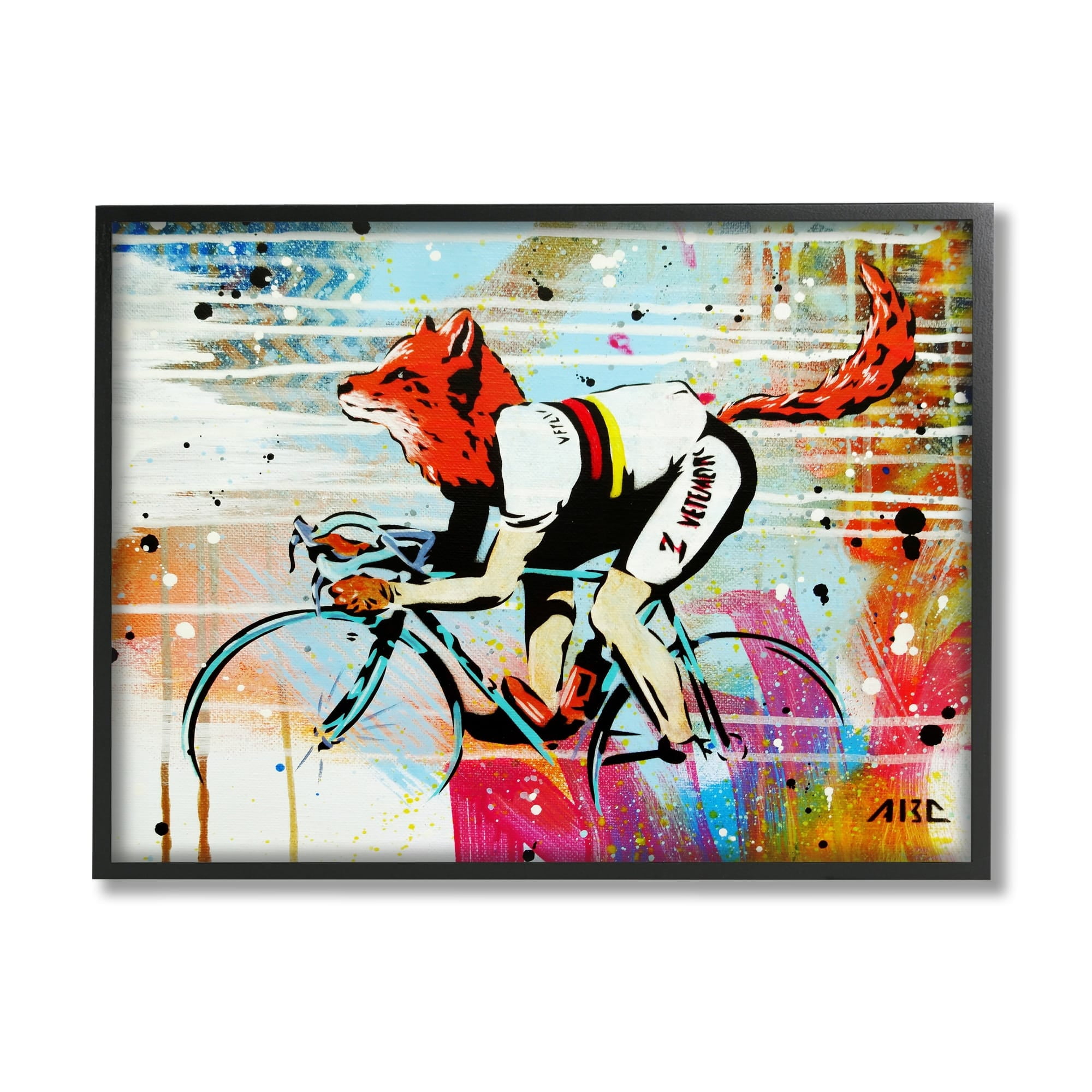 Stupell Industries Urban Cyclist Fox Street Style Speckled Painting Framed Wall Art, 14 x 11, Design by AbcArtAttack