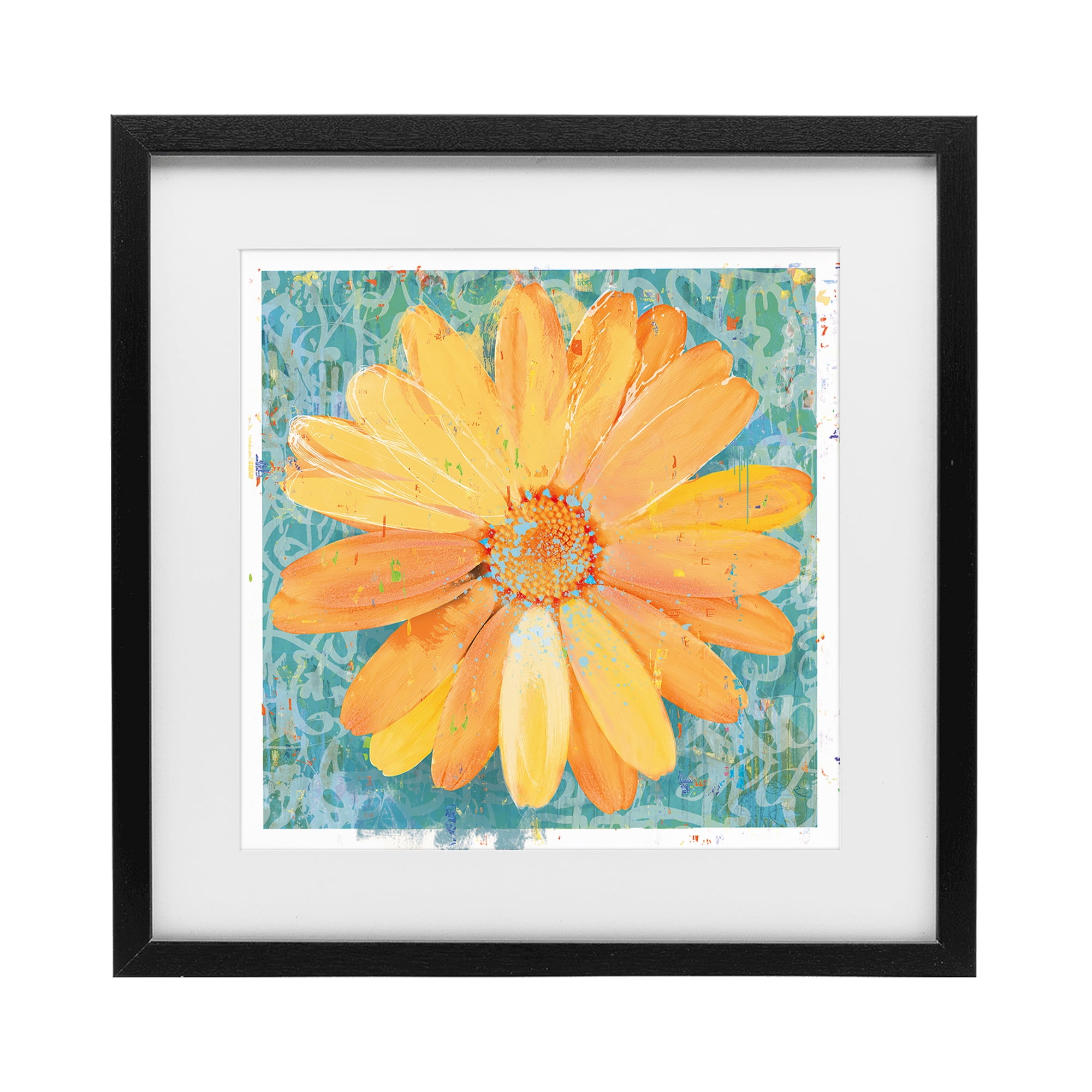 Stupell Industries Urban Daisy over Graffiti Black Framed Print Under Glass, design by Porter Hastings