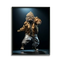 Stupell Industries Urban Dancer Cat Animals & Insects Painting Black Framed Art Print Wall Art, 11 x 14