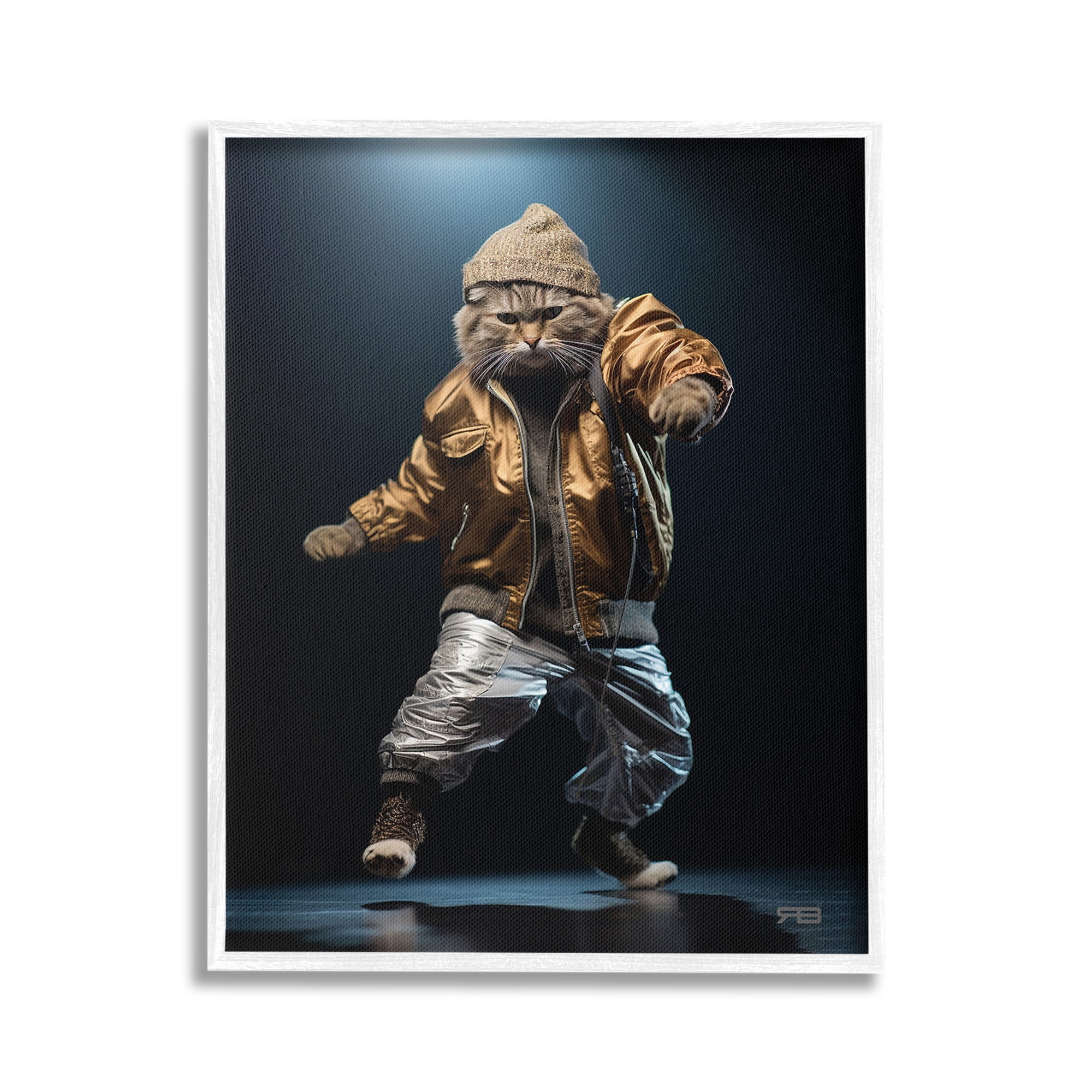 Stupell Industries Urban Dancer Cat Animals & Insects Painting White Framed Art Print Wall Art, 16 x 20
