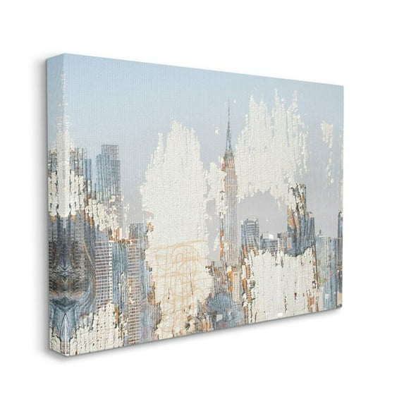 Stupell Industries Urban Distressed New York City Skyline Town & City Painting Gallery Wrapped Canvas Art Print Wall Art, 36 x 48