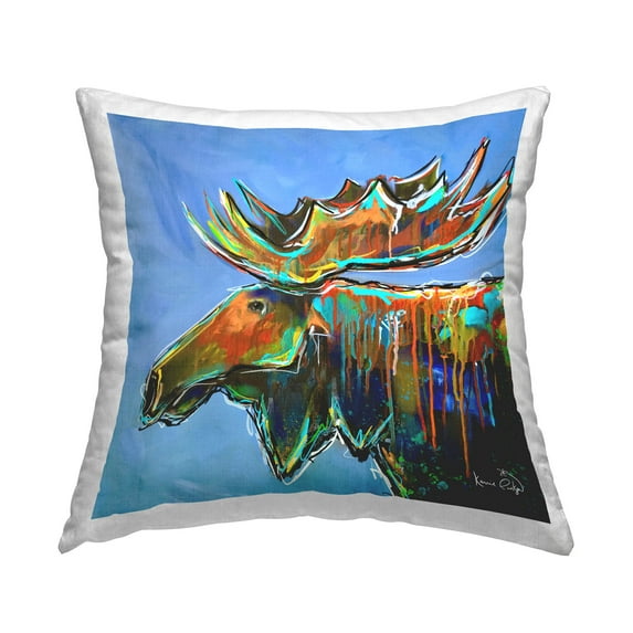Stupell Industries Urban Drip Bold Moose Printed Throw Pillow Design by Karrie Evenson