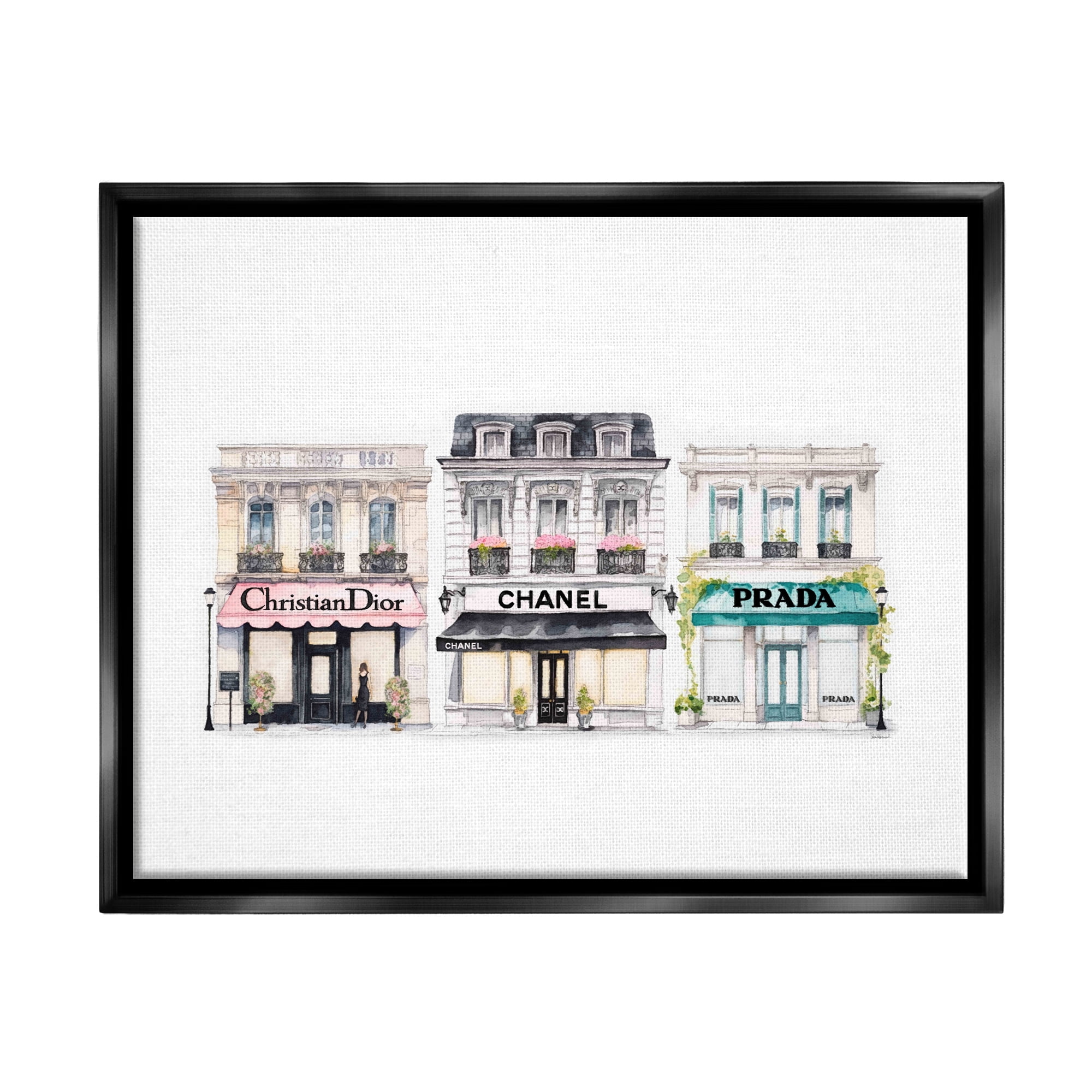 Stupell Industries Urban Fashion Storefronts Beauty & Fashion Painting Black Floater Framed Art Print Wall Art, 31 x 25