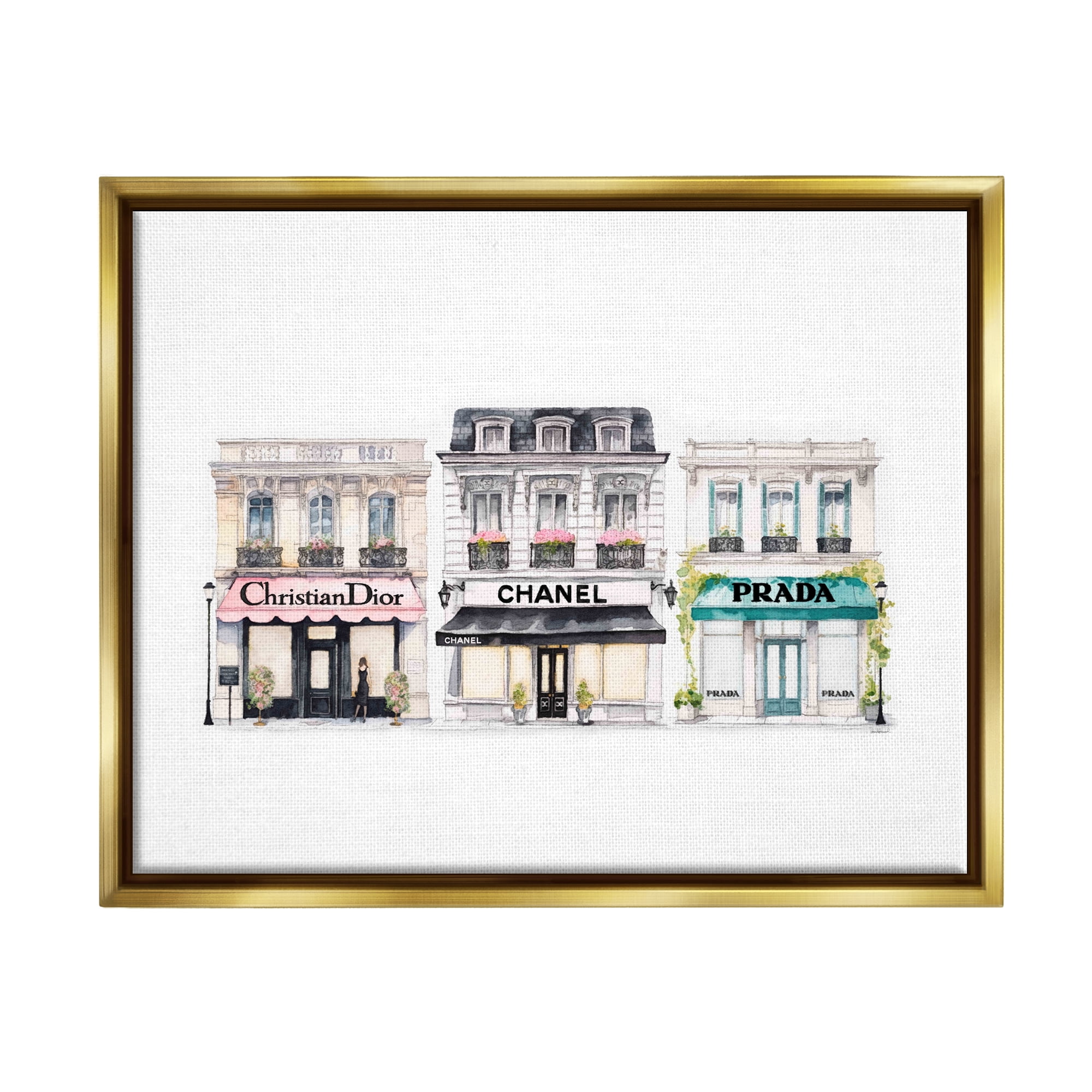 Stupell Industries Urban Fashion Storefronts Beauty & Fashion Painting Gold Floater Framed Art Print Wall Art, 31 x 25
