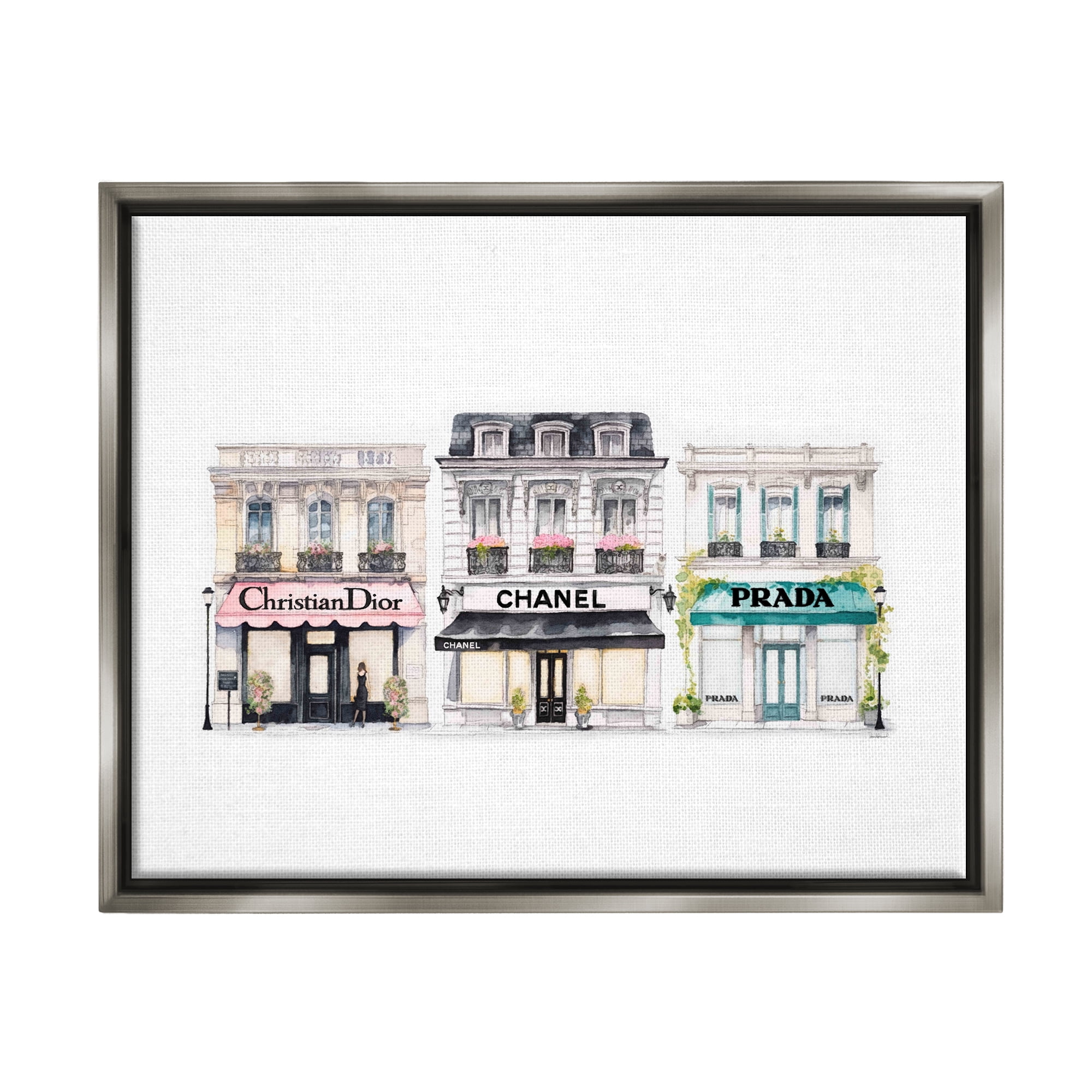 Stupell Industries Urban Fashion Storefronts Beauty & Fashion Painting Gray Floater Framed Art Print Wall Art, 31 x 25