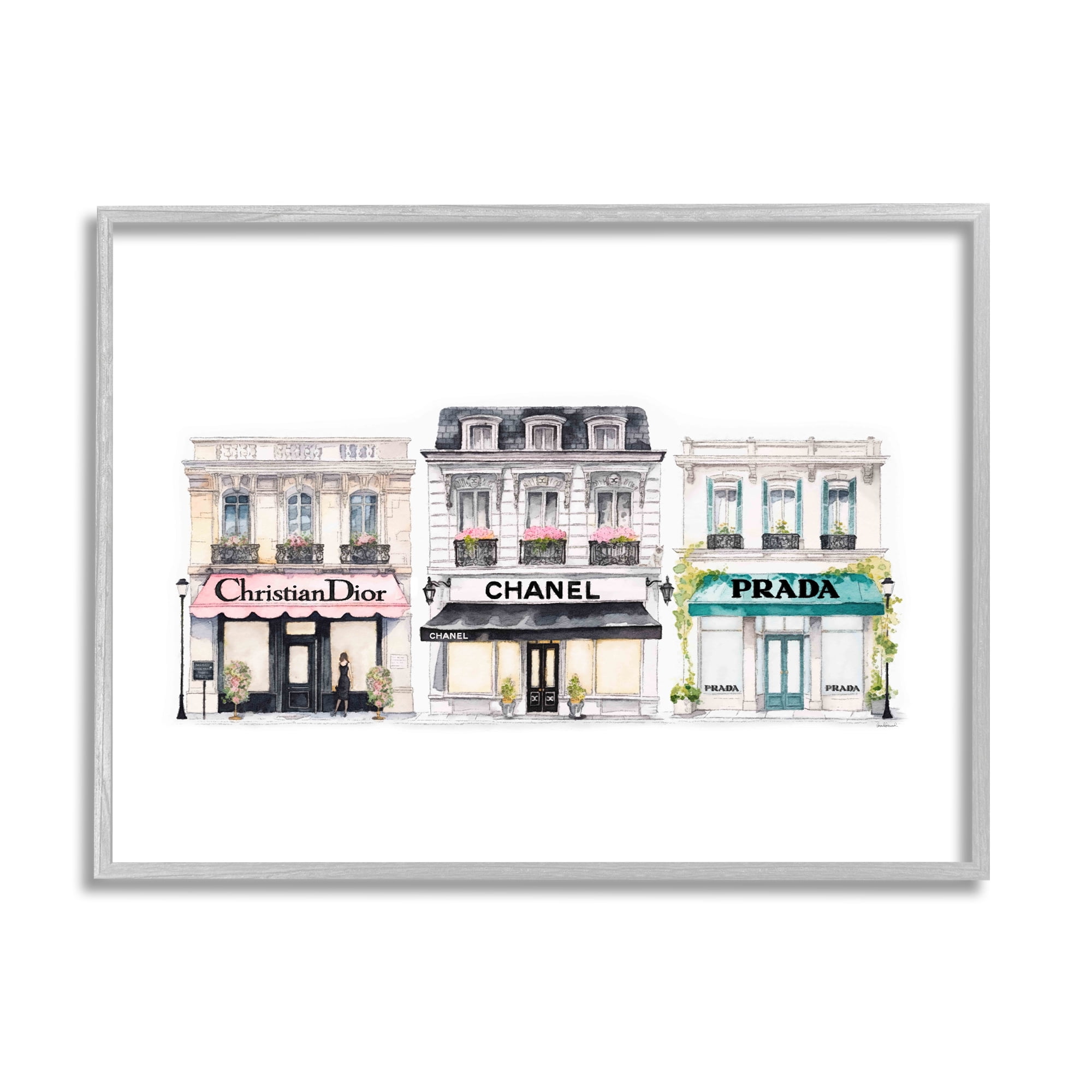 Stupell Industries Urban Fashion Storefronts Beauty & Fashion Painting Gray Framed Art Print Wall Art, 30 x 24