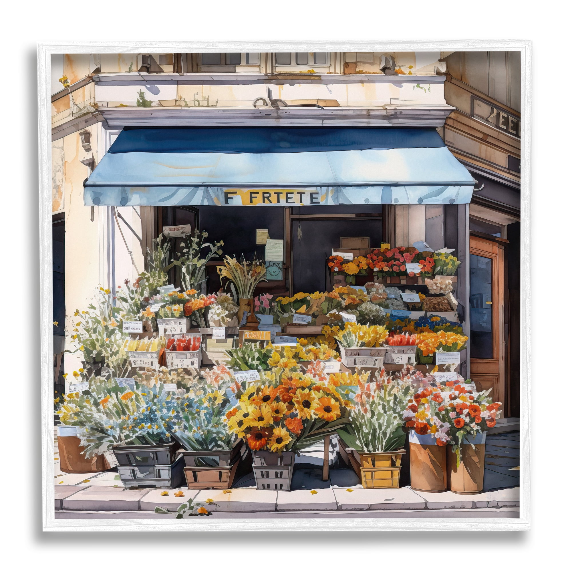 Stupell Industries Urban Flower Shop Botanical & Floral Painting White Framed Art Print Wall Art, 12 x 12