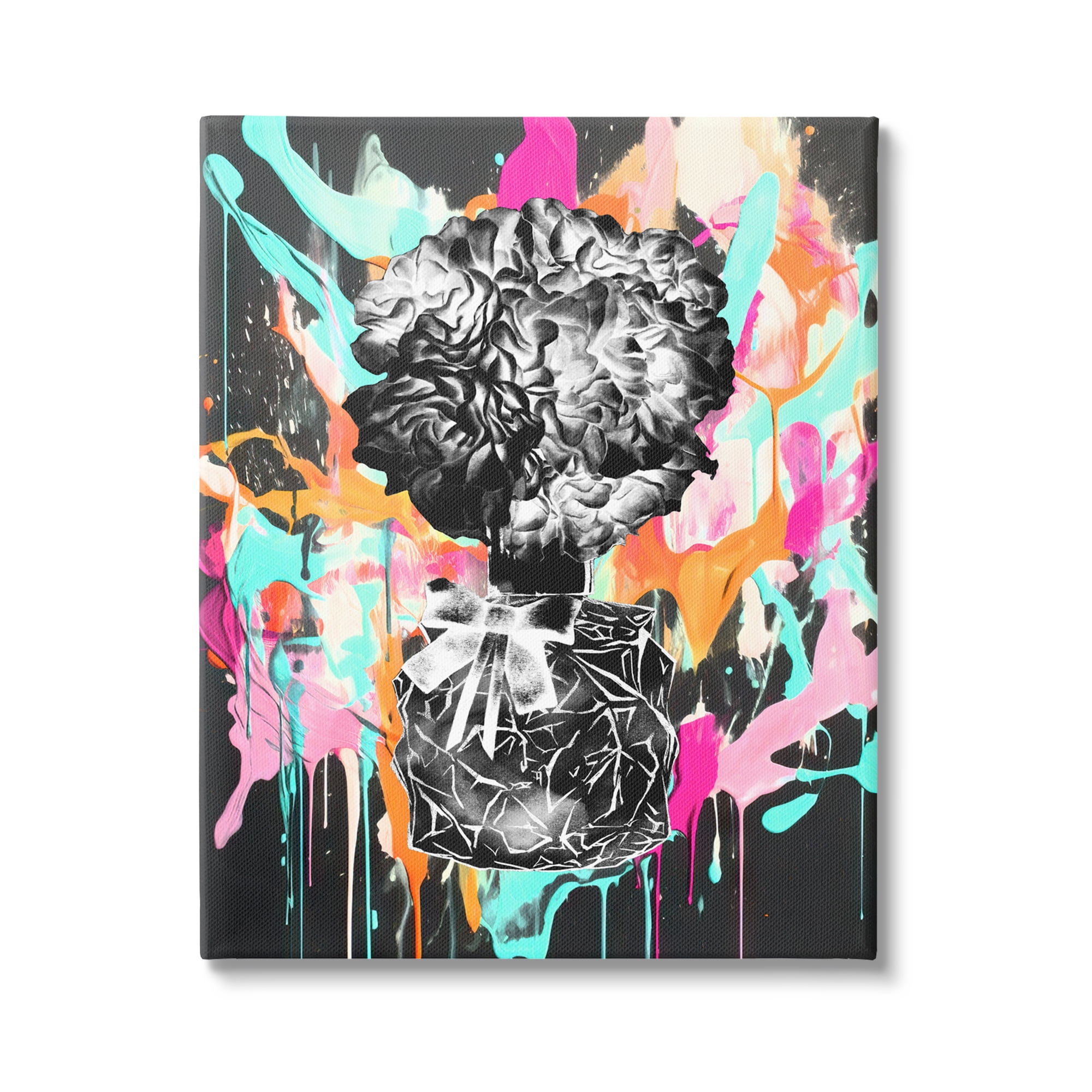 Stupell Industries Urban Flowers Graffiti Abstract Painting Gallery Wrapped Canvas Print Wall Art, 24 x 30