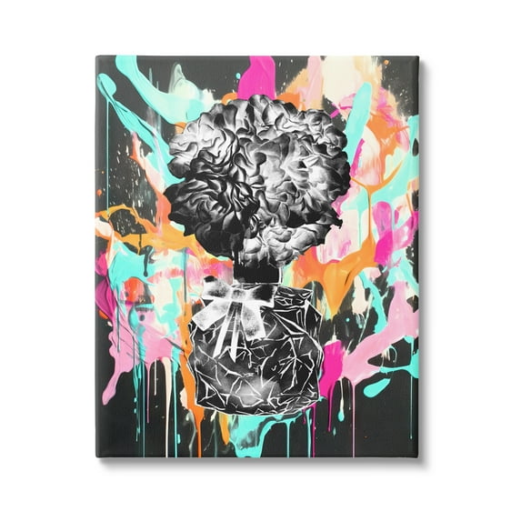 Stupell Industries Urban Flowers Graffiti Abstract Painting Gallery Wrapped Canvas Print Wall Art, 36 x 48