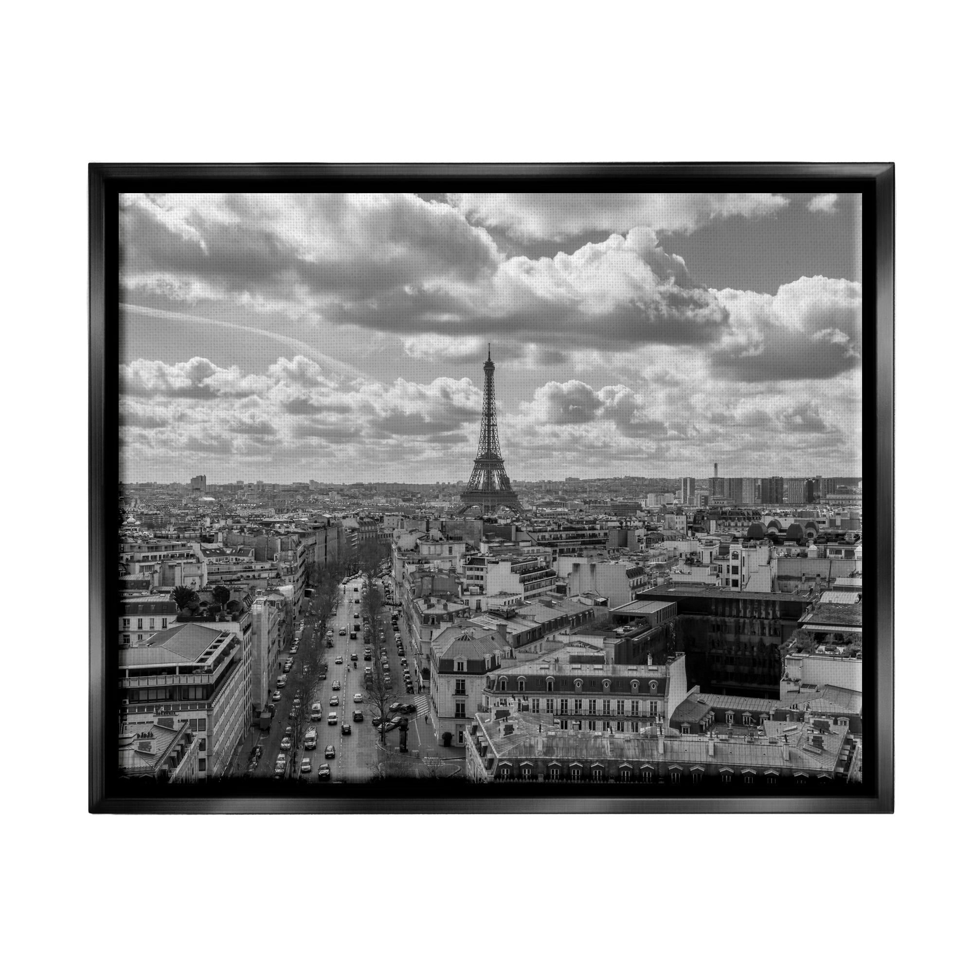Stupell Industries Urban France Cityscape Travel & Places Photography Black Floater Framed Canvas Art Print Wall Art, 21 x 17