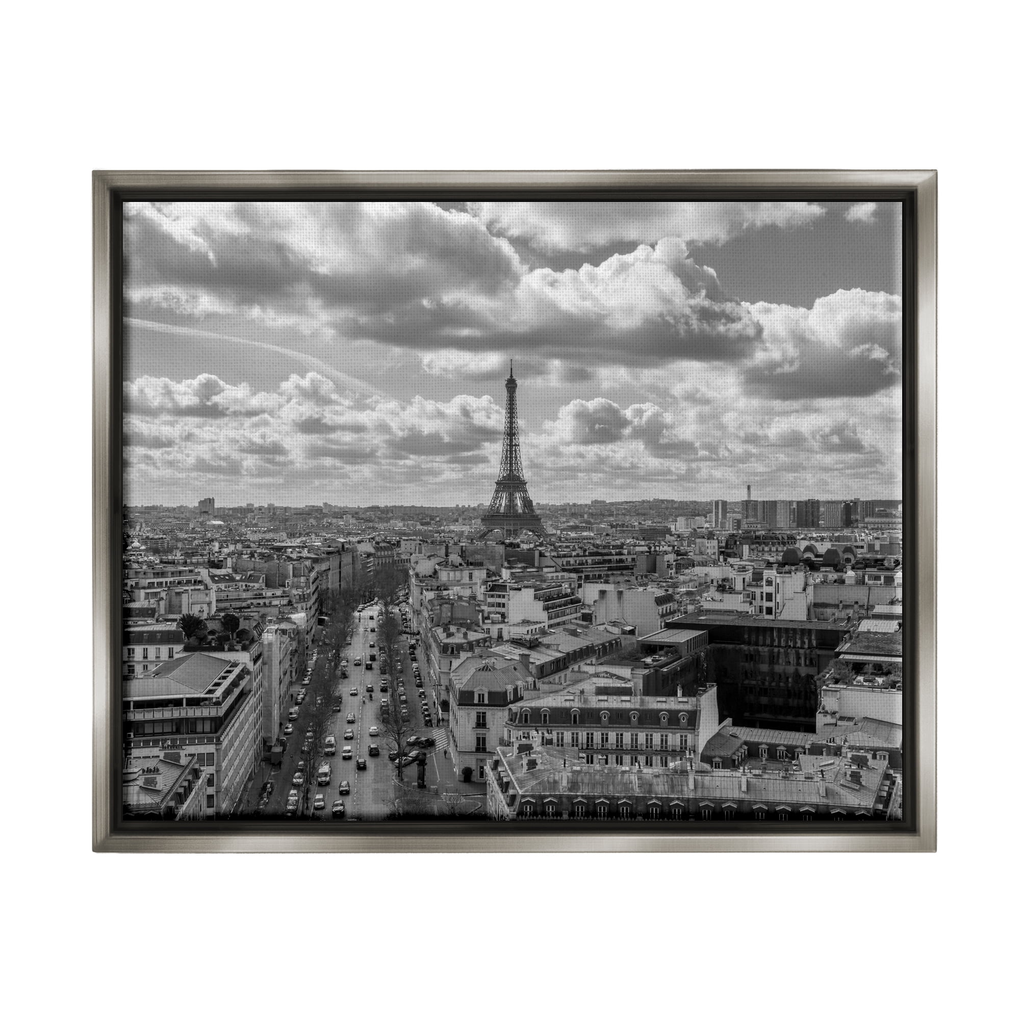 Stupell Industries Urban France Cityscape Travel & Places Photography Gray Floater Framed Canvas Art Print Wall Art, 21 x 17