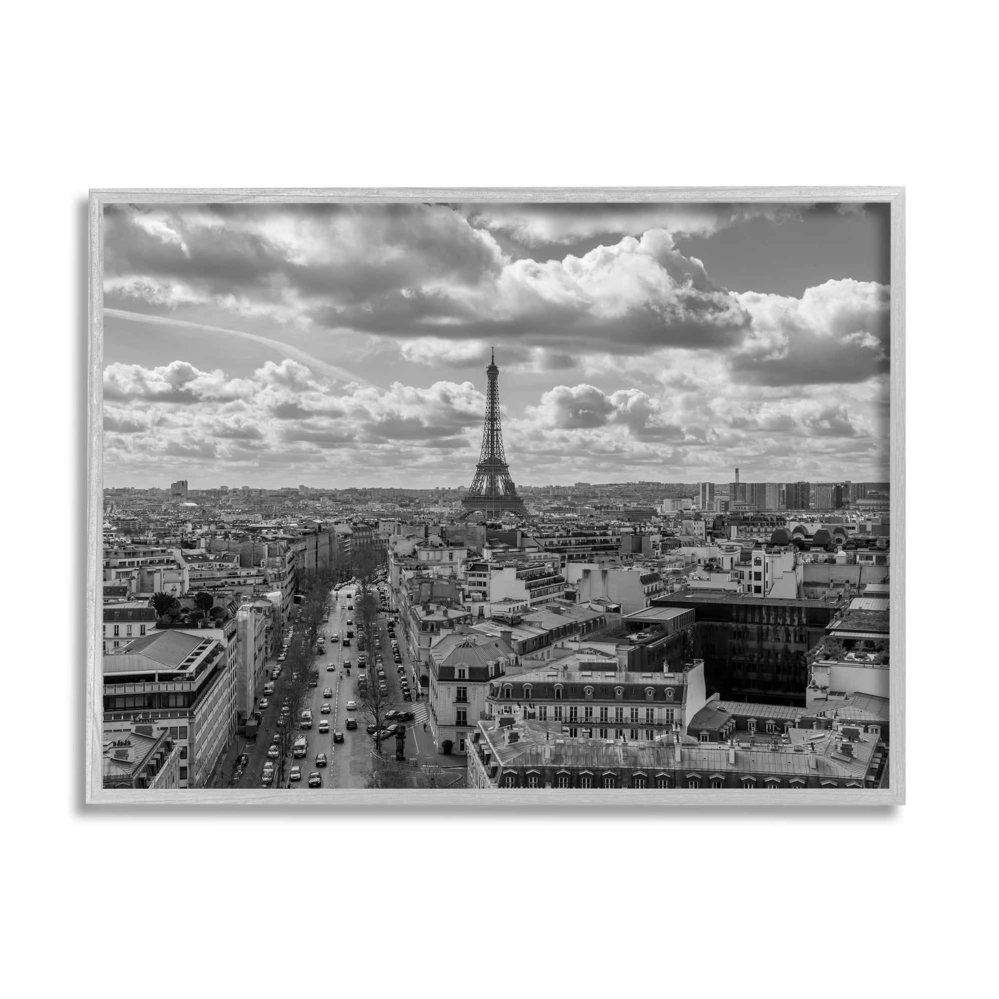 Stupell Industries Urban France Cityscape Travel & Places Photography Gray Framed Art Print Wall Art, 30 x 24