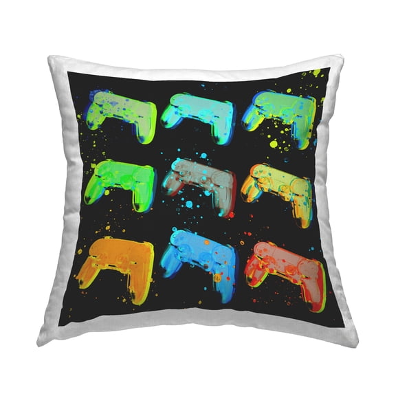 Stupell Industries Urban Game Controllers Street Style Design by Daphne Polselli Throw Pillow