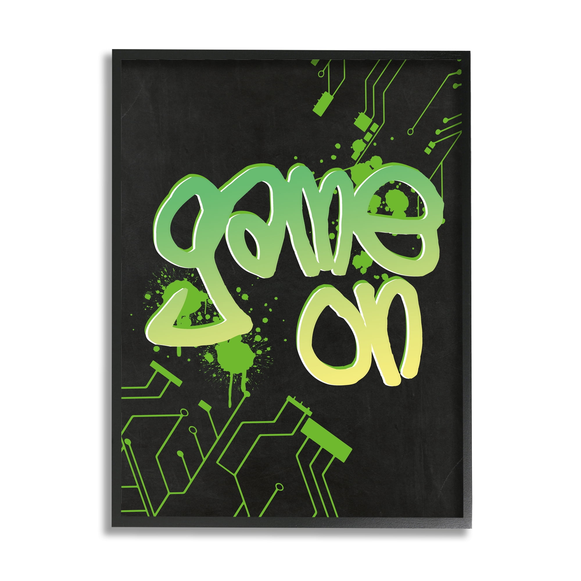 Stupell Industries Urban Game On Abstraction Abstract Painting Black Framed Art Print Wall Art, 24 x 30