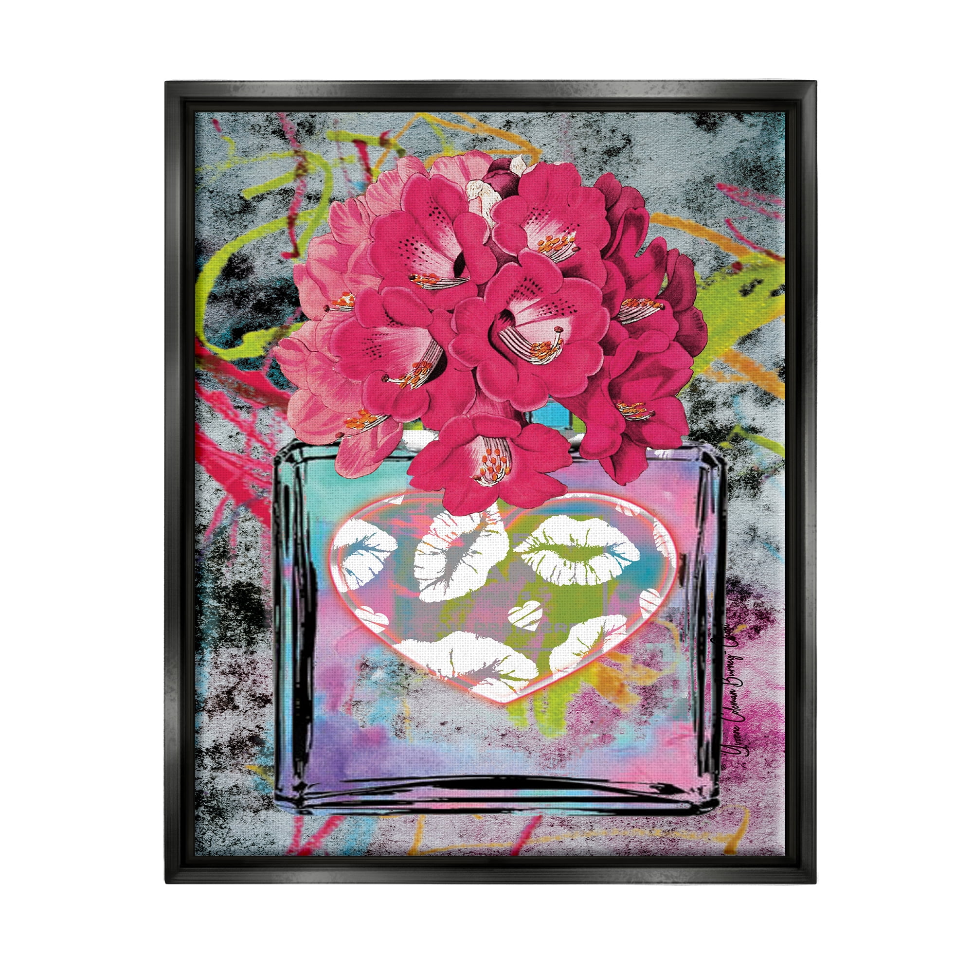 Stupell Industries Urban Glam Lily Bouquet Botanical & Floral Painting Black Floater Framed Art Print Wall Art, 17 x 21