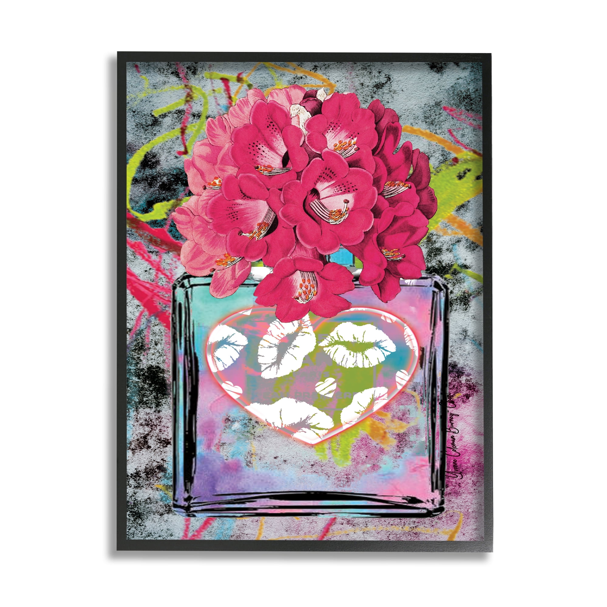Stupell Industries Urban Glam Lily Bouquet Botanical & Floral Painting Black Framed Art Print Wall Art, 16 x 20