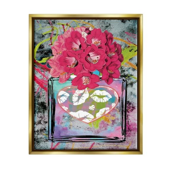 Stupell Industries Urban Glam Lily Bouquet Botanical & Floral Painting Gold Floater Framed Art Print Wall Art, 25 x 31