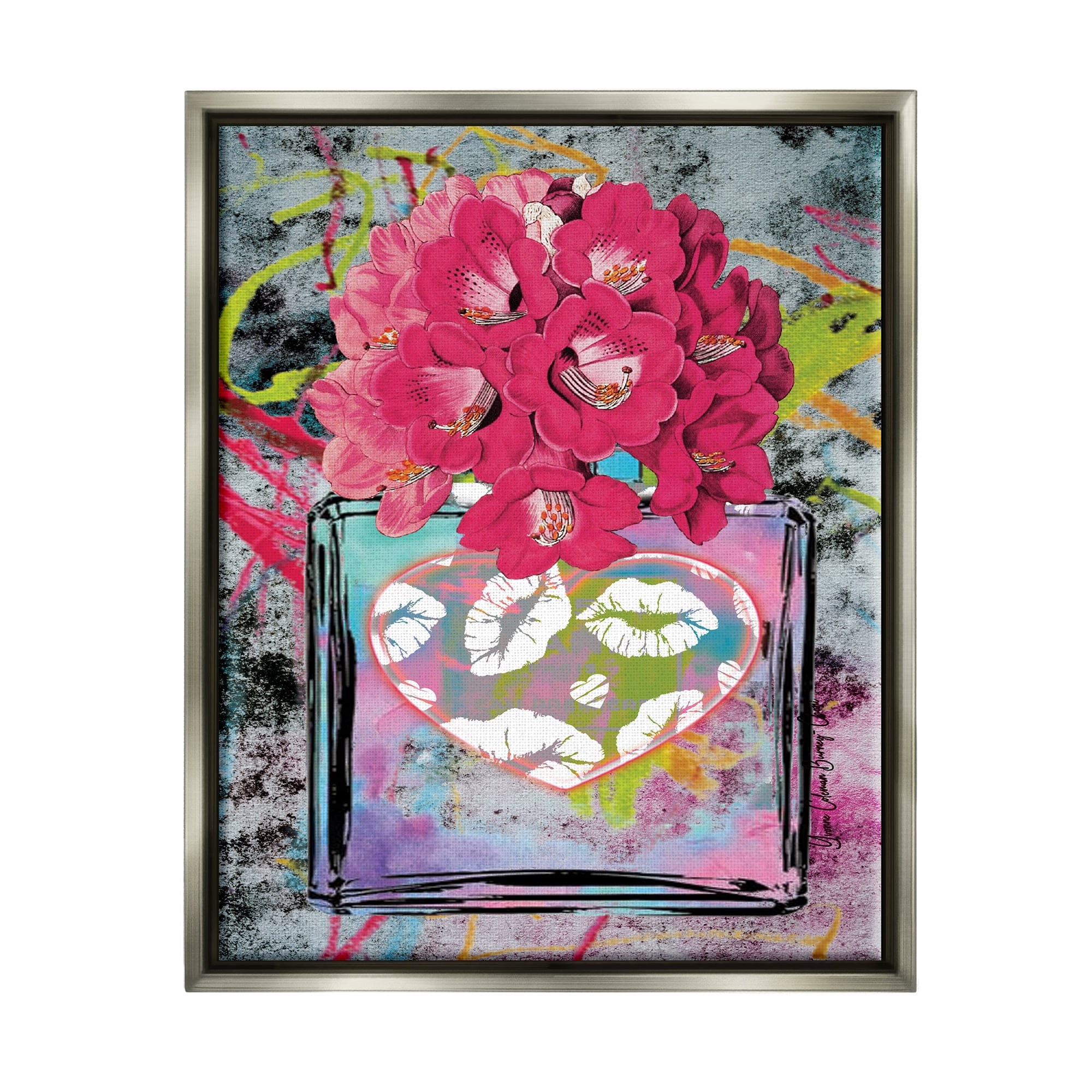 Stupell Industries Urban Glam Lily Bouquet Botanical & Floral Painting Gray Floater Framed Art Print Wall Art, 17 x 21