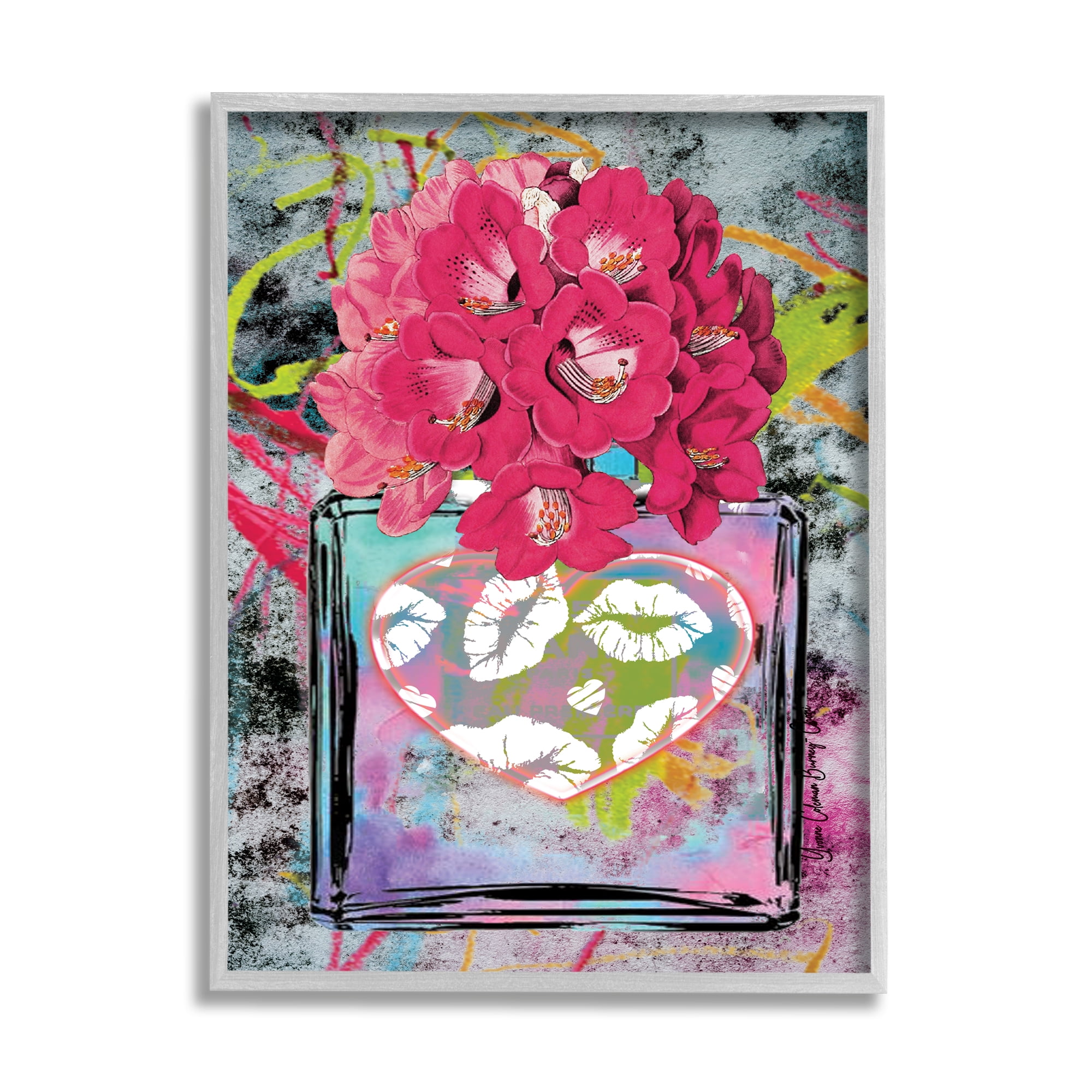 Stupell Industries Urban Glam Lily Bouquet Botanical & Floral Painting Gray Framed Art Print Wall Art, 16 x 20