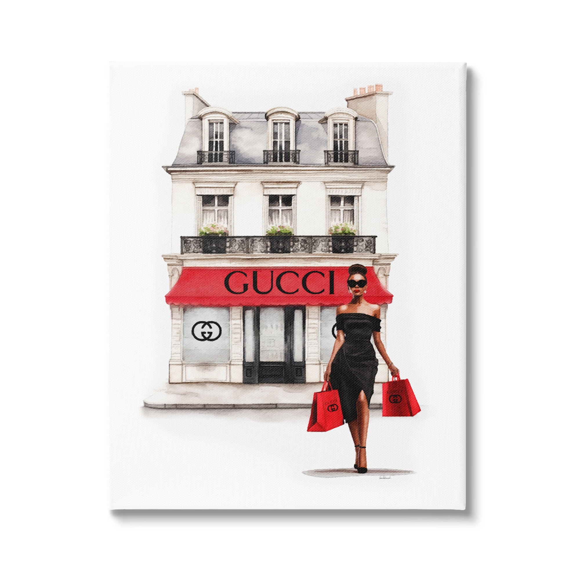 Stupell Industries Urban Glam Shop Town & City Painting Gallery Wrapped Canvas Art Print Wall Art, 24 x 30