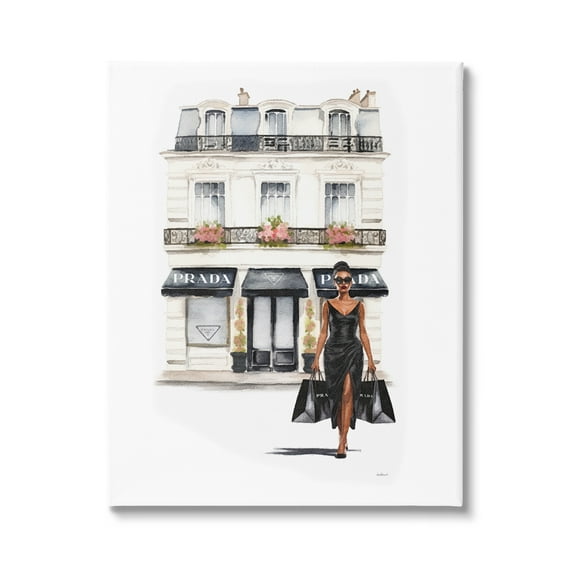 Stupell Industries Urban Glam Shopping Town & City Painting Gallery Wrapped Canvas Art Print Wall Art, 16 x 20