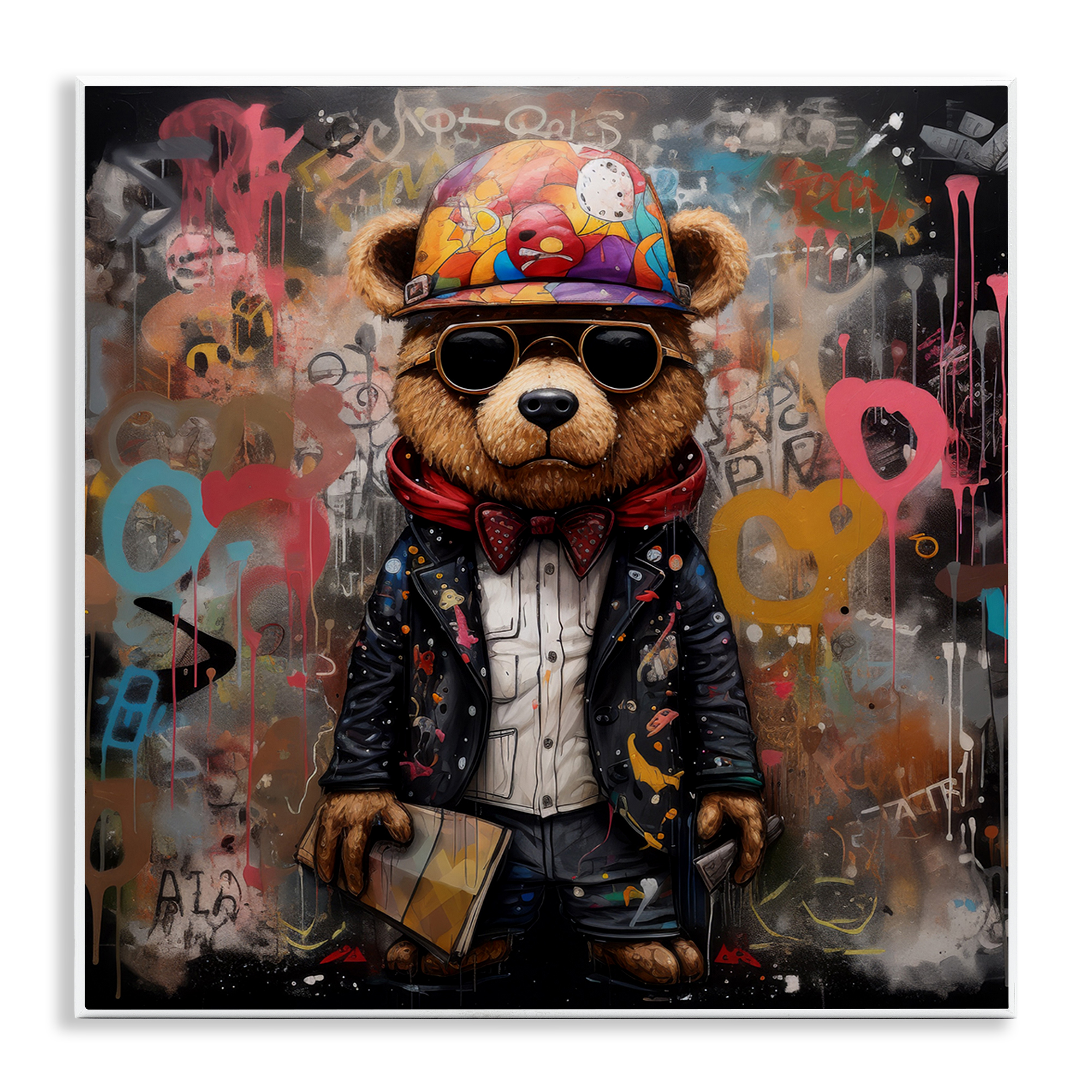 Stupell Industries Urban Graffiti Bear Animals & Insects Painting Unframed Art Print Wall Art, 12 x 12