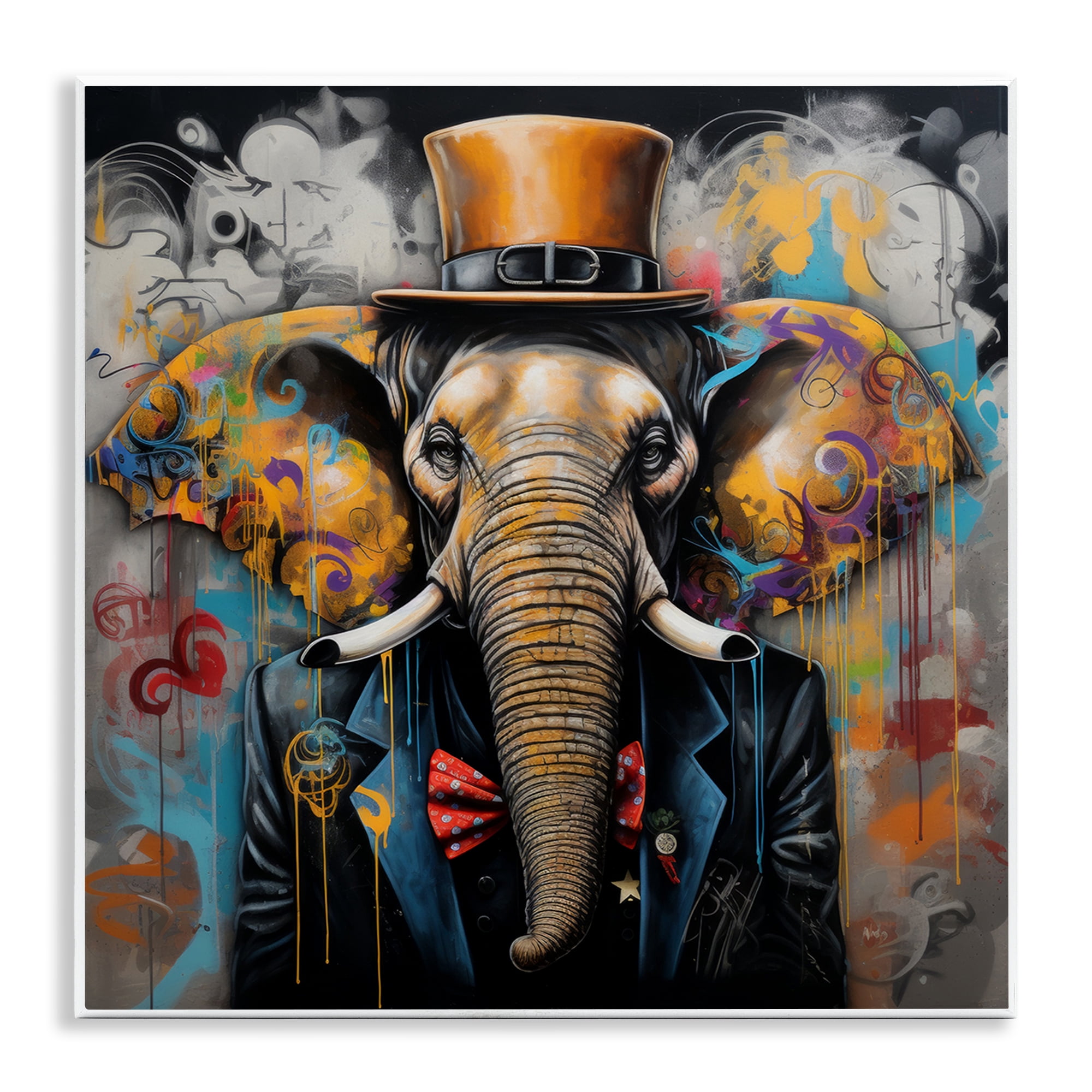 Stupell Industries Urban Graffiti Elephant Animals & Insects Painting Unframed Art Print Wall Art, 12 x 12