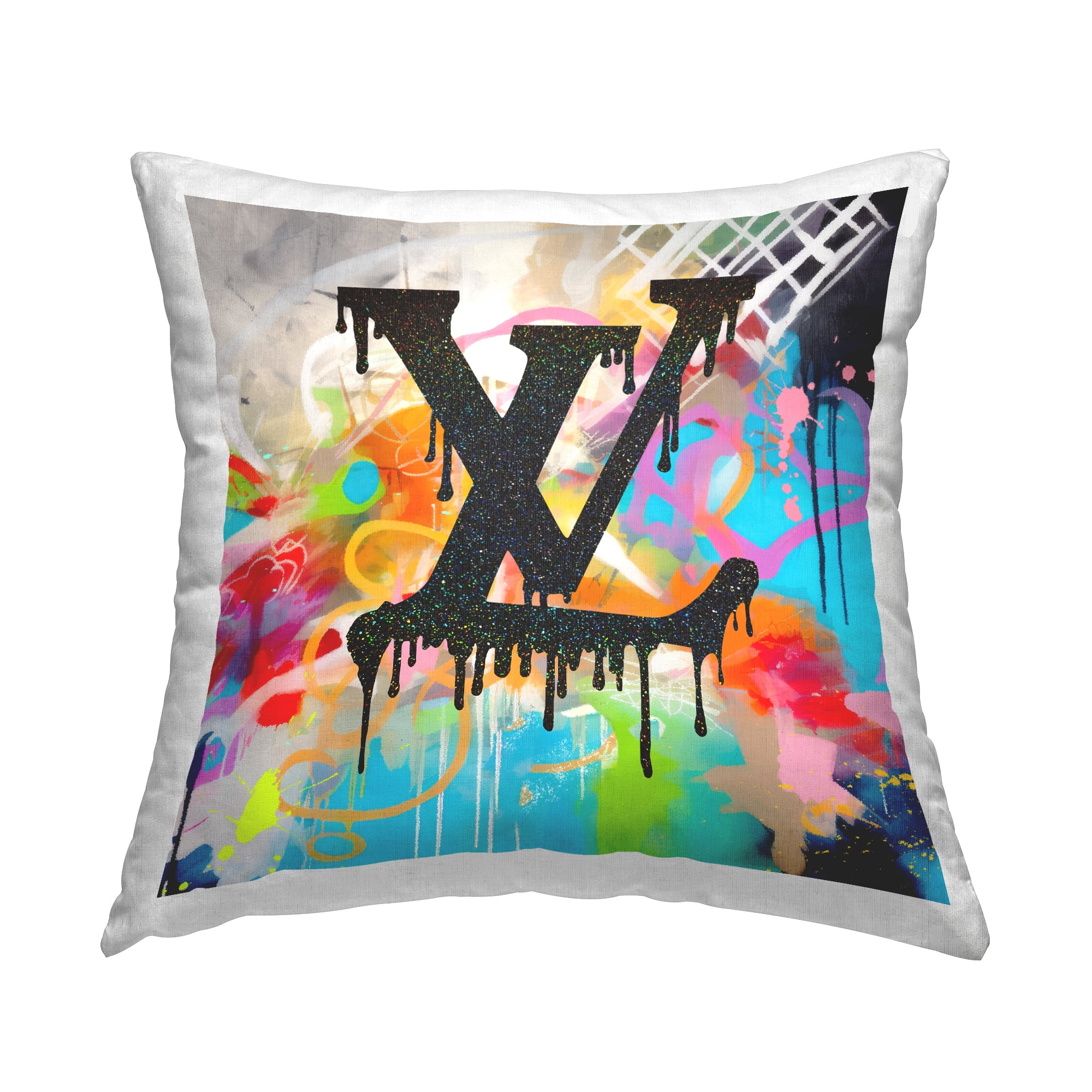 Stupell Industries Urban Graffiti Fashion Logo Square Decorative Printed Throw Pillow, 18 x 18