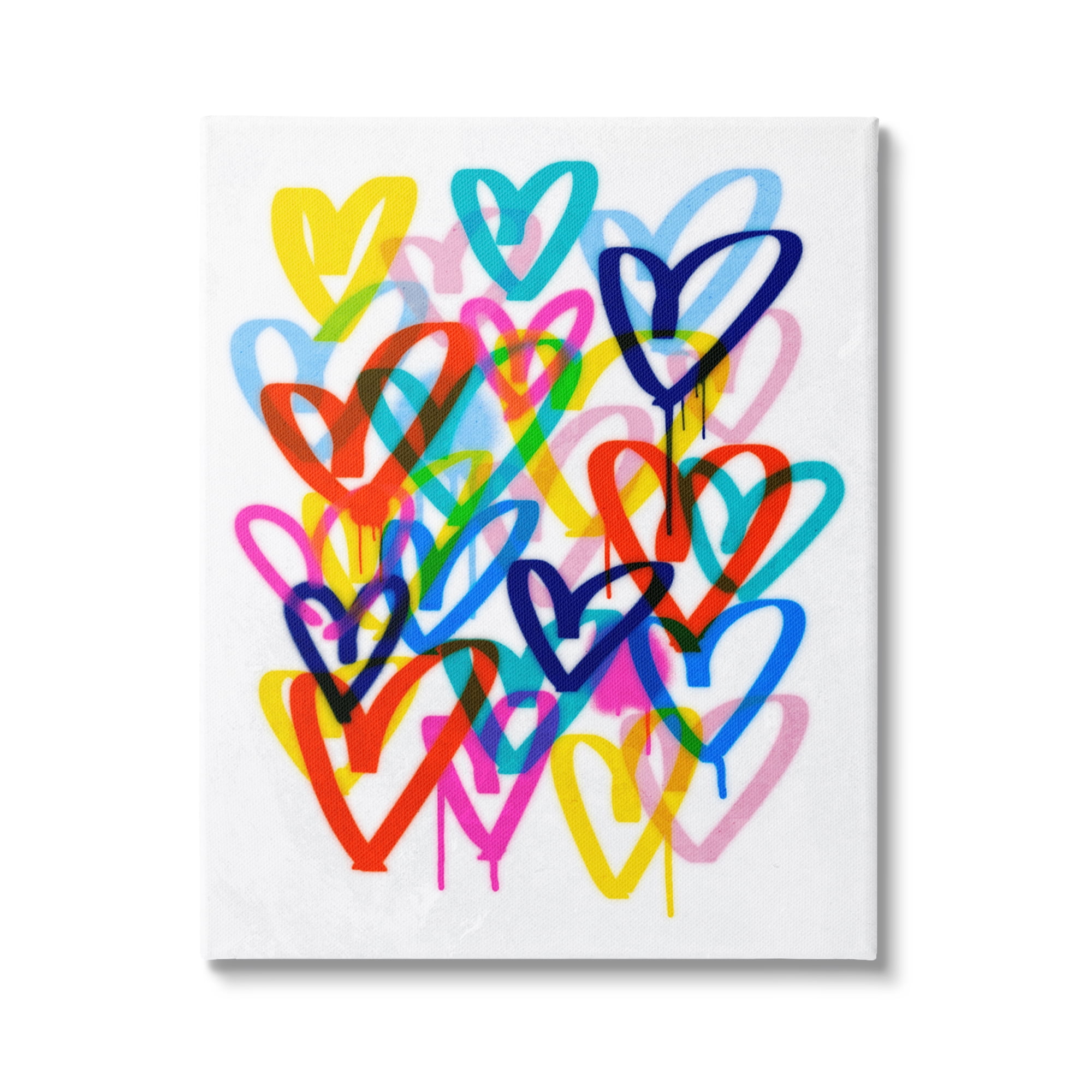 Stupell Industries Urban Graffiti Hearts Abstract Painting Gallery Wrapped Canvas Art Print Wall Art, 16 x 20