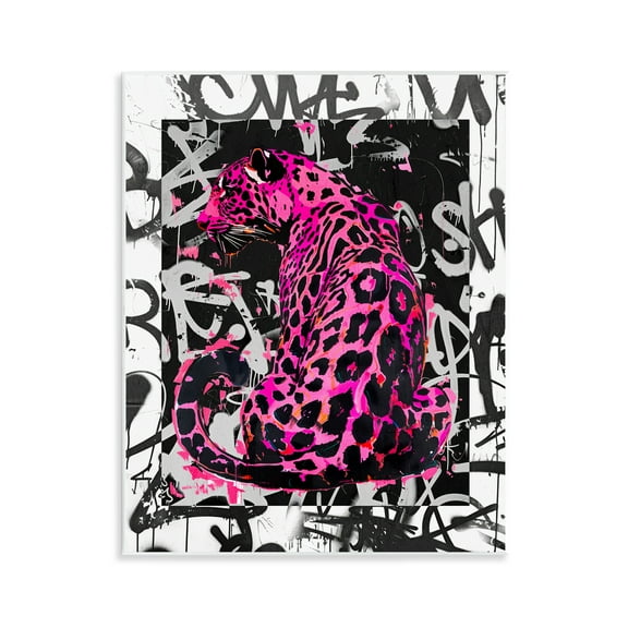 Stupell Industries Urban Graffiti Leopard Abstract Painting Unframed Art Print Wall Art, 11 x 14