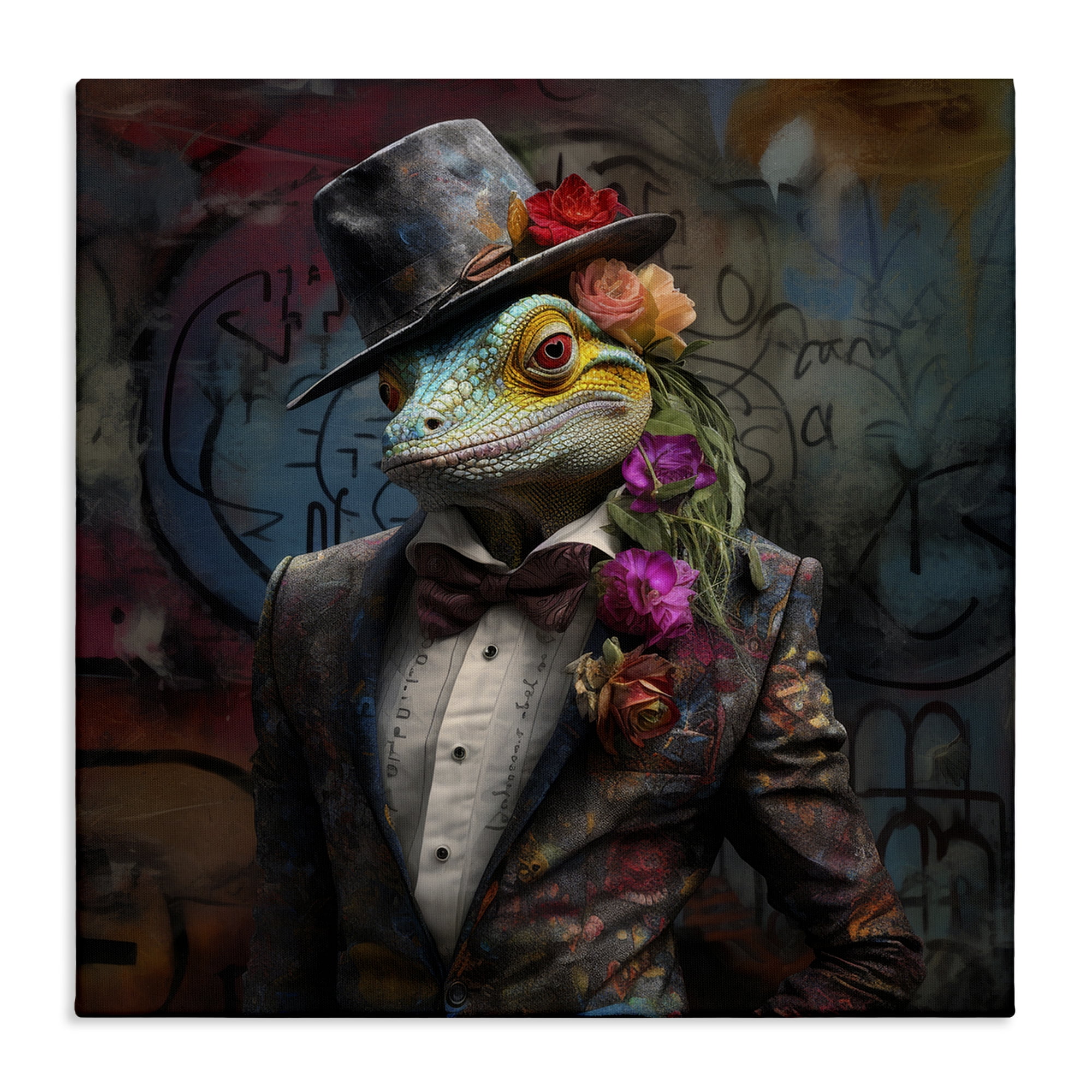 Stupell Industries Urban Graffiti Lizard Animals & Insects Painting Gallery Wrapped Canvas Art Print Wall Art, 36 x 36