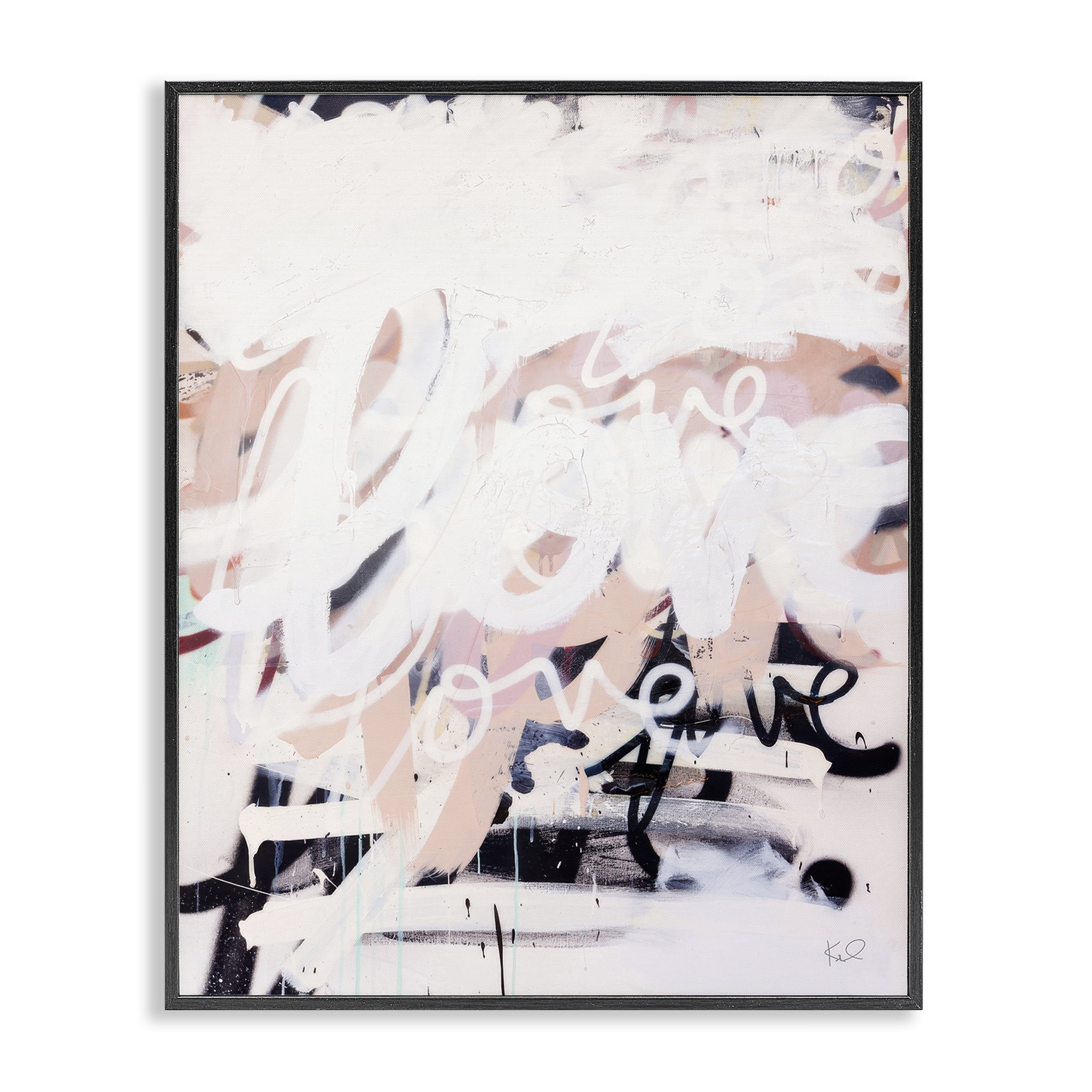Stupell Industries Urban Graffiti Love Collage Text & Numbers Painting Black Framed Art Print Wall Art, 16 x 20