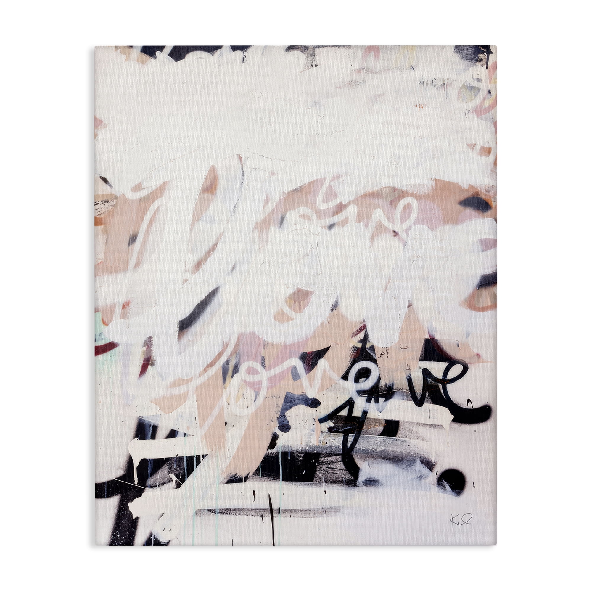 Stupell Industries Urban Graffiti Love Collage Text & Numbers Painting Wrapped Canvas Art Print Wall Art, 36 x 48
