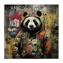 Stupell Industries Urban Graffiti Panda Animals & Insects Painting Gallery Wrapped Canvas Art Print Wall Art, 17 x 17