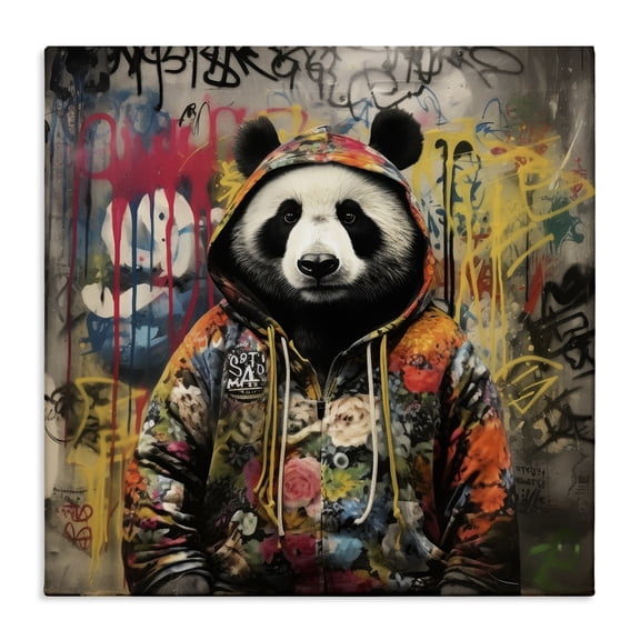 Stupell Industries Urban Graffiti Panda Animals & Insects Painting Gallery Wrapped Canvas Art Print Wall Art, 24 x 24