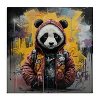 Stupell Industries Urban Graffiti Panda Bear Animals & Insects Painting Gallery Wrapped Canvas Art Print Wall Art, 17 x 17