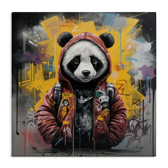 Stupell Industries Urban Graffiti Panda Bear Animals & Insects Painting Gallery Wrapped Canvas Art Print Wall Art, 30 x 30