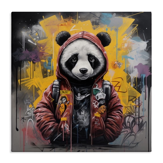 Stupell Industries Eclectic Urban Graffiti Panda Bear Canvas Art, 36 x 36, by Lazar Studio