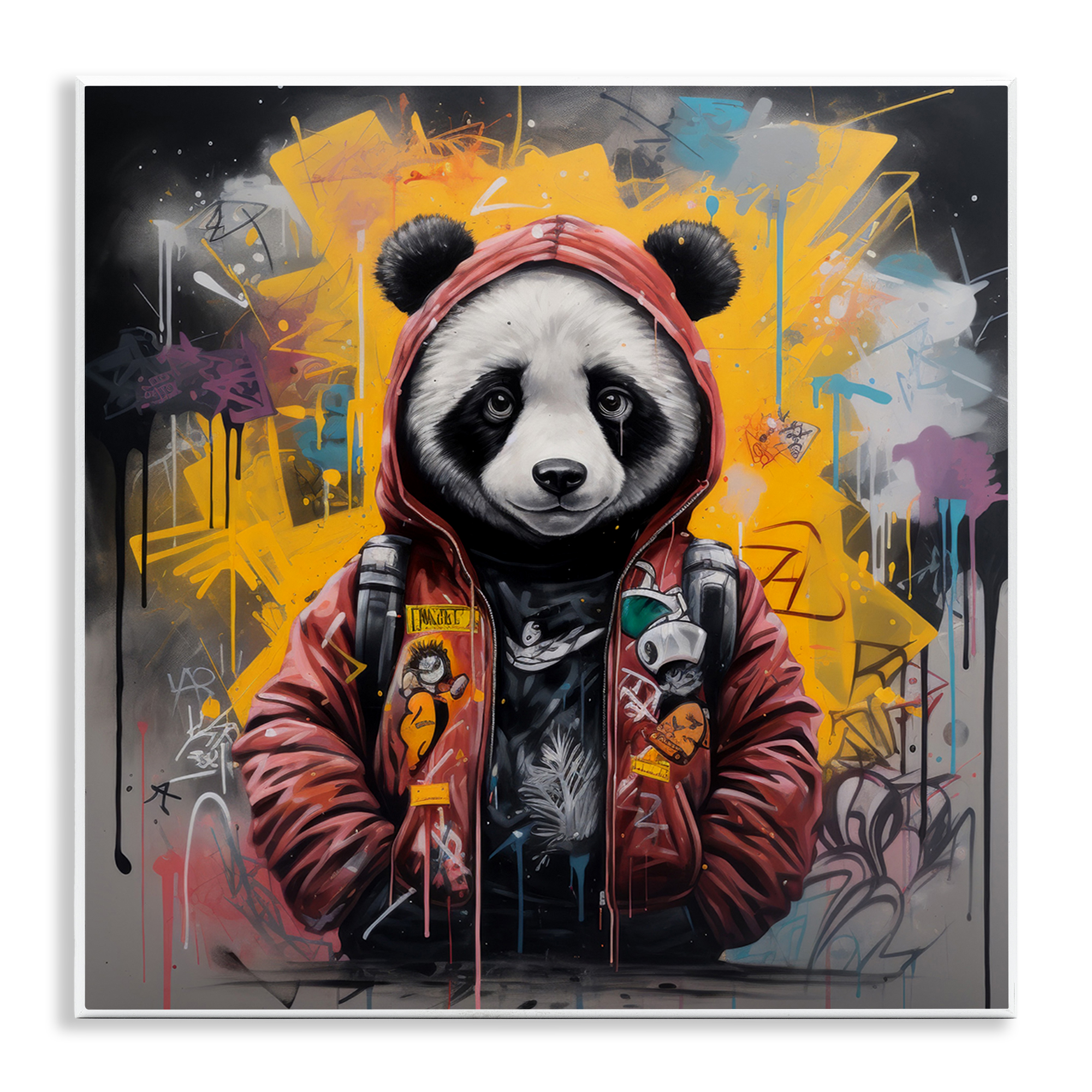 Stupell Industries Urban Graffiti Panda Bear Animals & Insects Painting Unframed Art Print Wall Art, 12 x 12