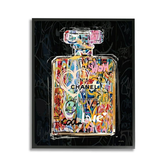 Stupell Industries Urban Graffiti Perfume Beauty & Fashion Painting Black Framed Art Print Wall Art, 11 x 14