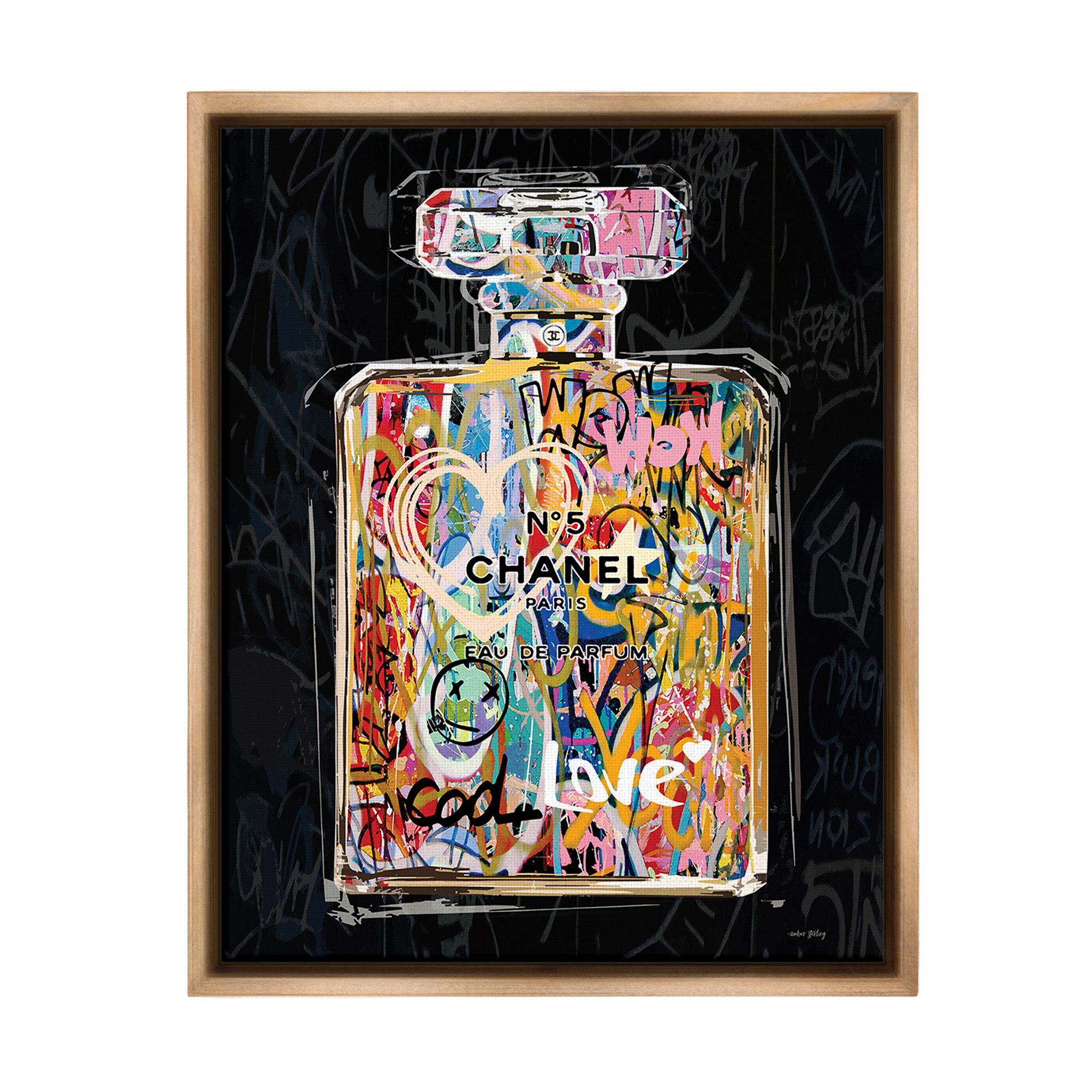 Stupell Industries Urban Graffiti Perfume Beauty & Fashion Painting Brown Floater Framed Canvas Art Print Wall Art, 17 x 21