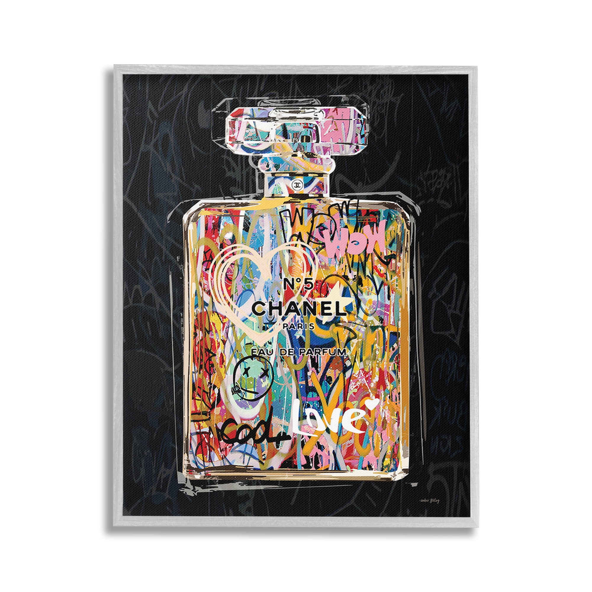 Stupell Industries Urban Graffiti Perfume Beauty & Fashion Painting Gray Framed Art Print Wall Art, 24 x 30